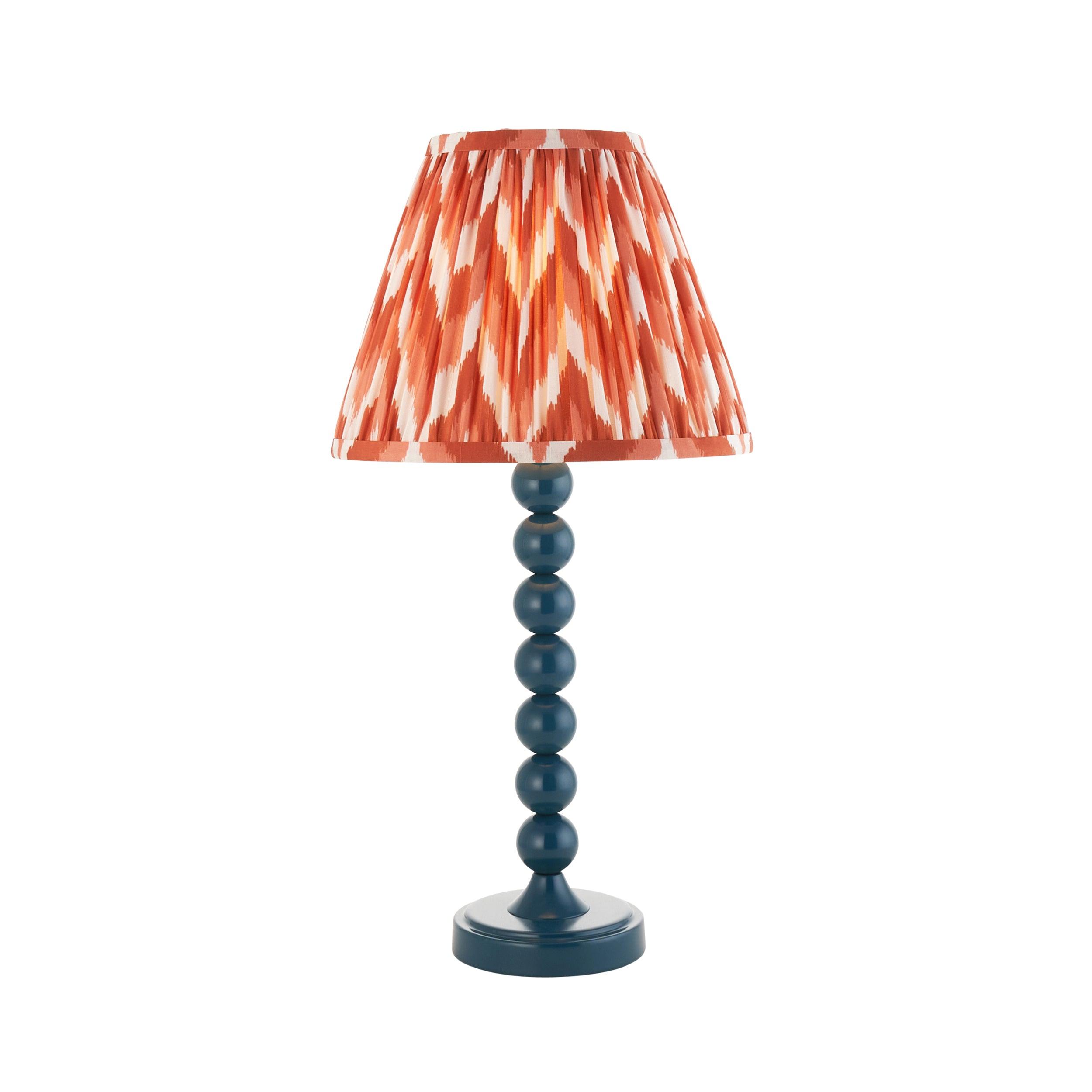 Higgledy Blue Table Lamp & Zigzag 25cm Apricot Orange Shade