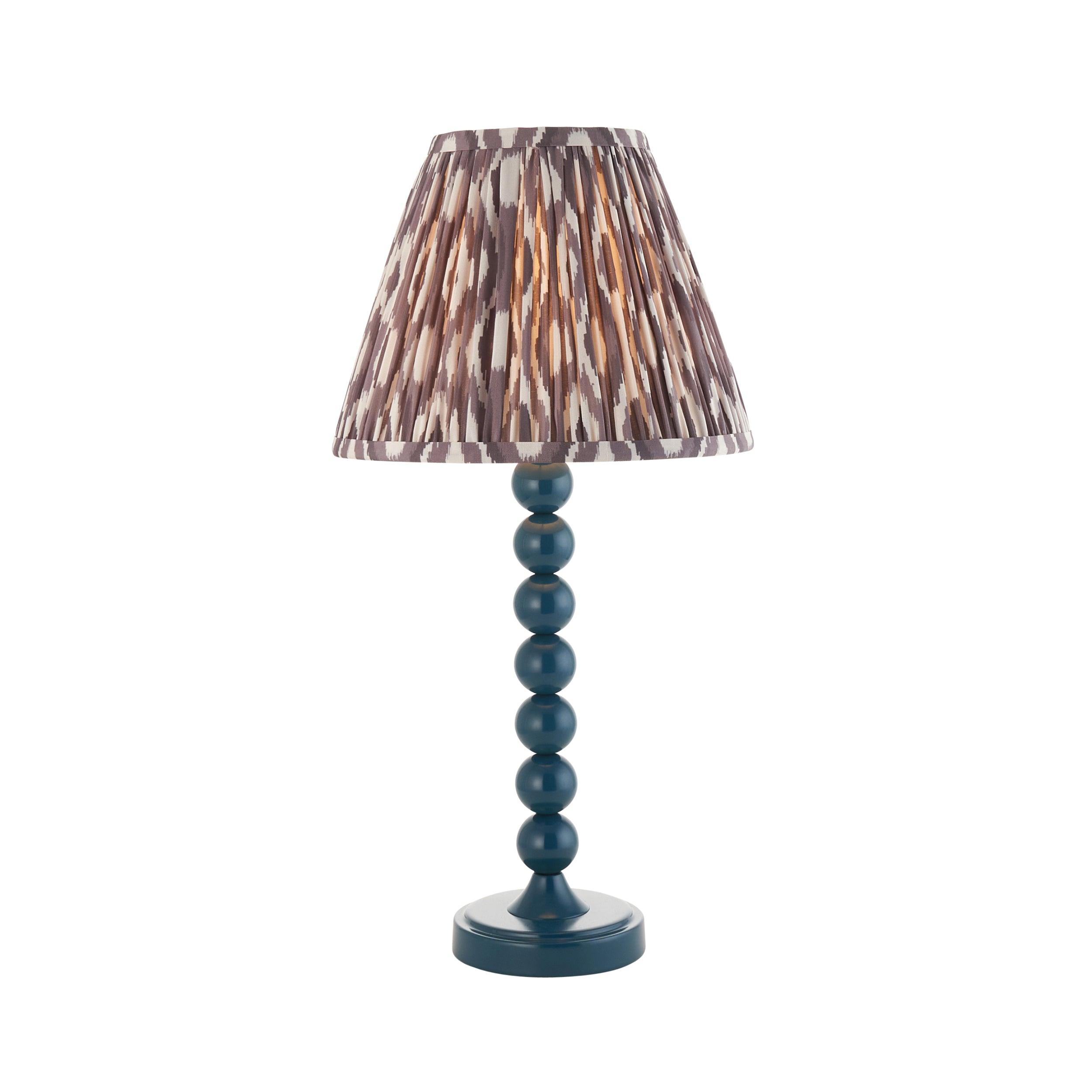 Higgledy Blue Table Lamp & Ikat 25cm Pearl Grey Shade