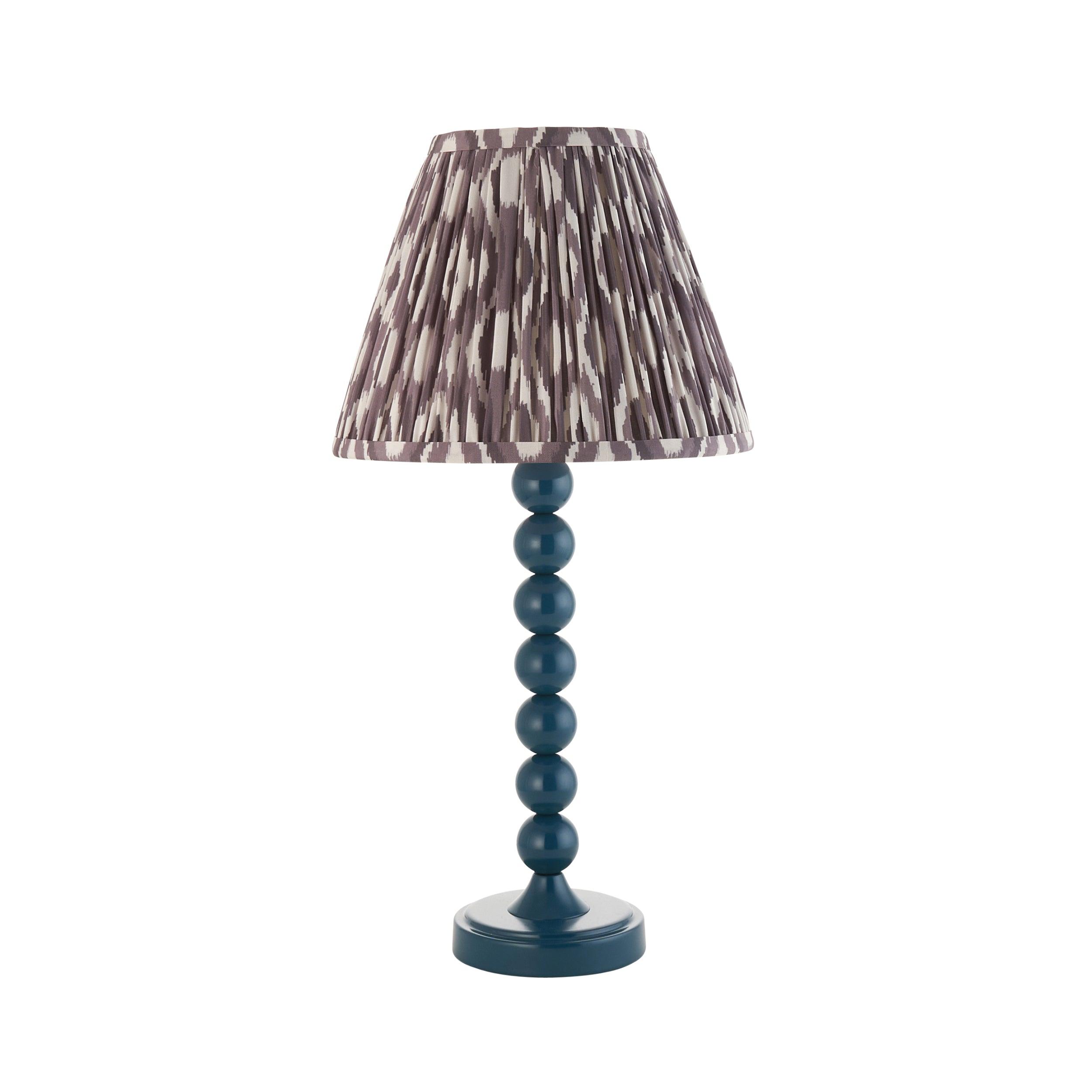 Higgledy Blue Table Lamp & Ikat 25cm Pearl Grey Shade