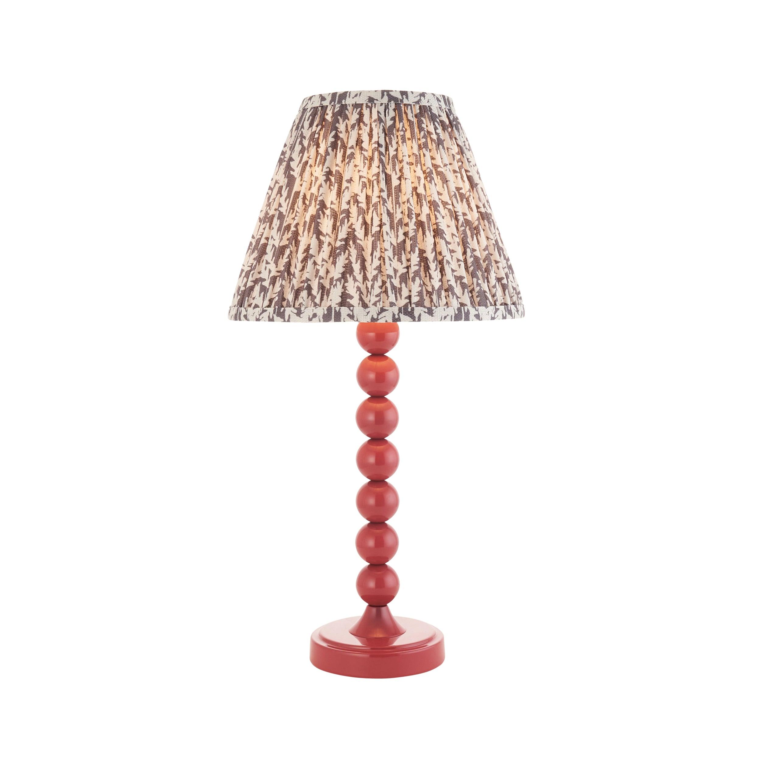 Higgledy Pink Table Lamp & Leaf 25cm Pearl Grey Shade