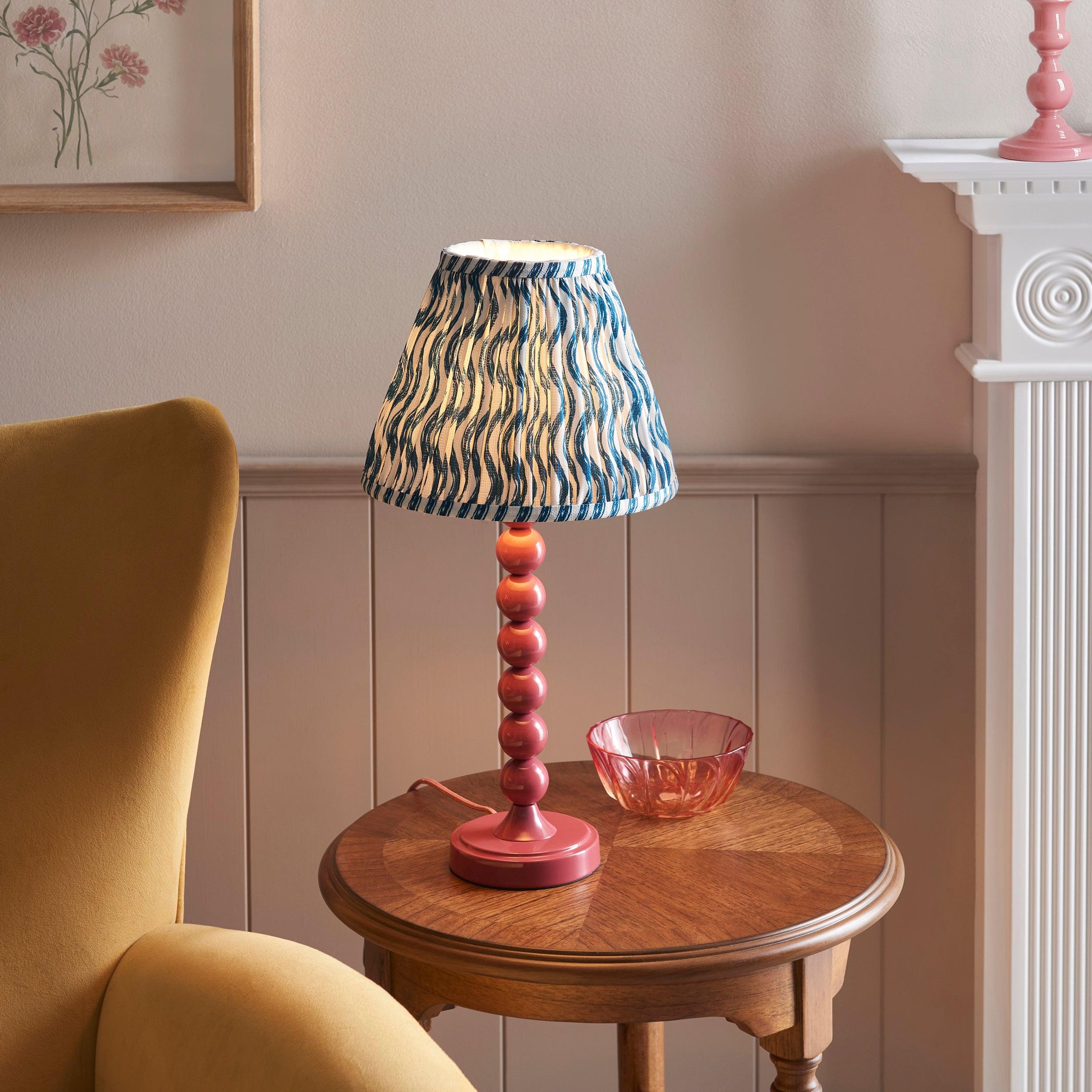 Higgledy Pink Table Lamp & Ripple 25cm Marlin Blue Shade