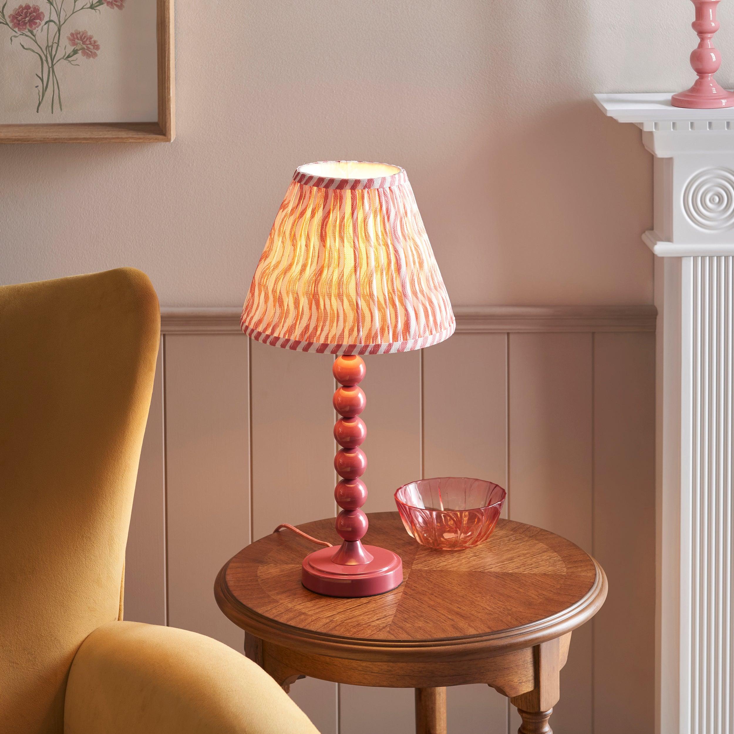 Higgledy Pink Table Lamp & Ripple 25cm Coral Pink Shade