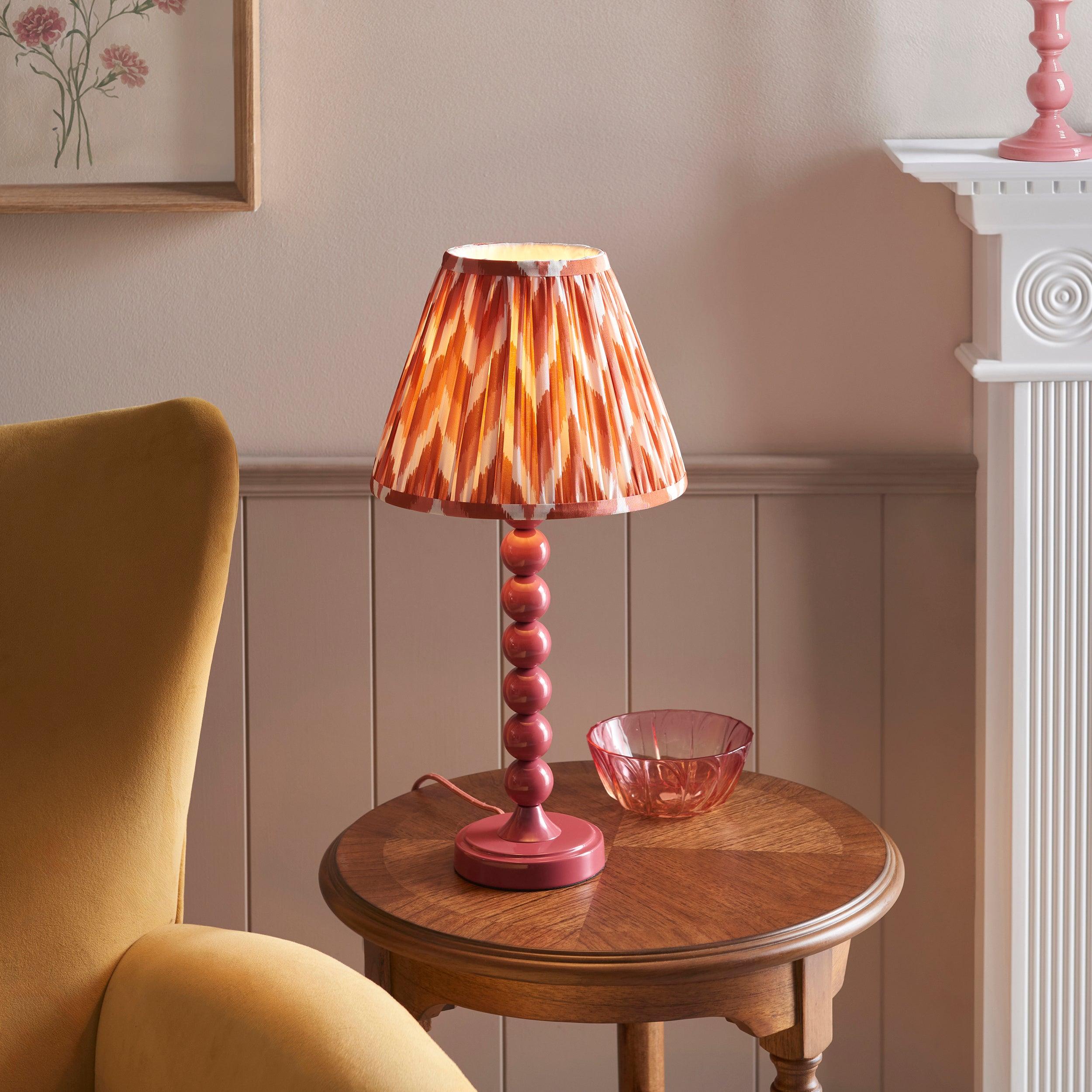 Higgledy Pink Table Lamp & Zigzag 25cm Apricot Orange Shade