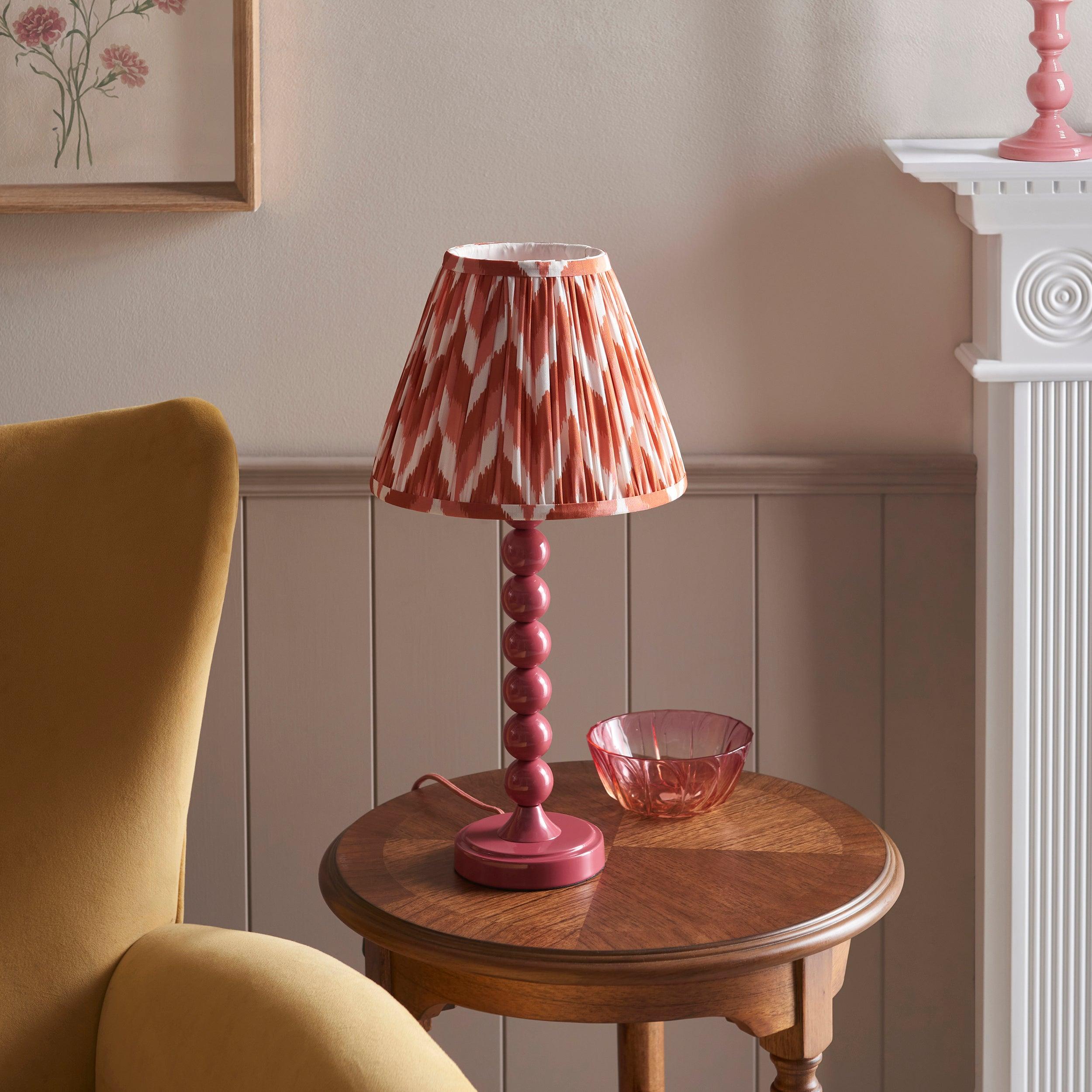 Higgledy Pink Table Lamp & Zigzag 25cm Apricot Orange Shade