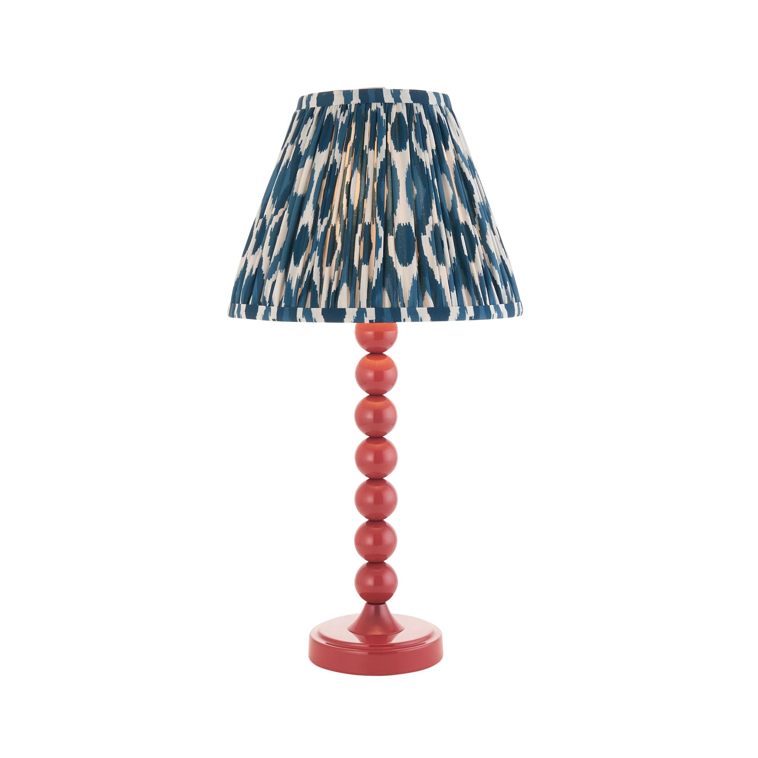 Higgledy Pink Table Lamp & Ikat 25cm Marlin Blue Shade