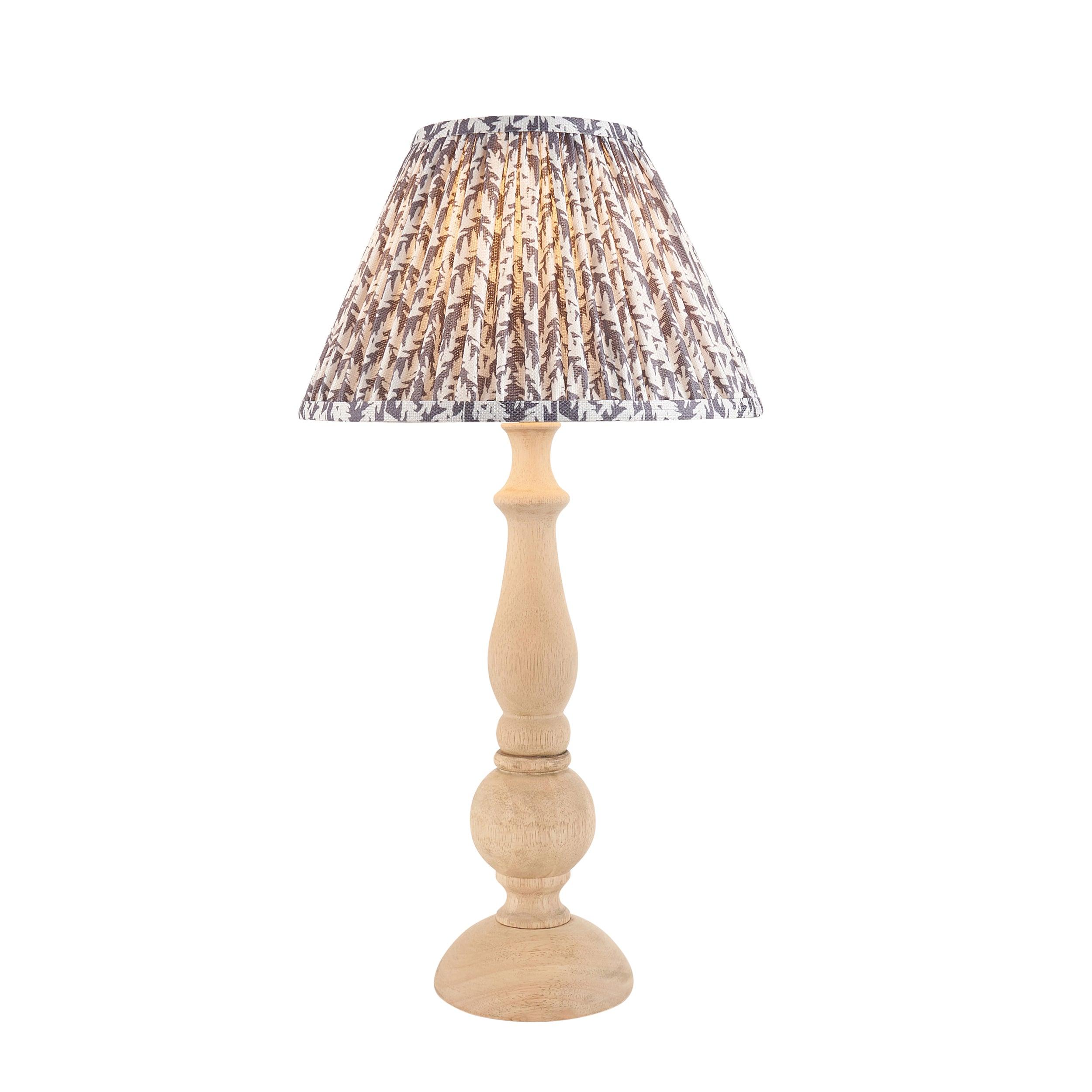 Hidcote Wooden Table Lamp & Leaf 30cm Pearl Grey Shade