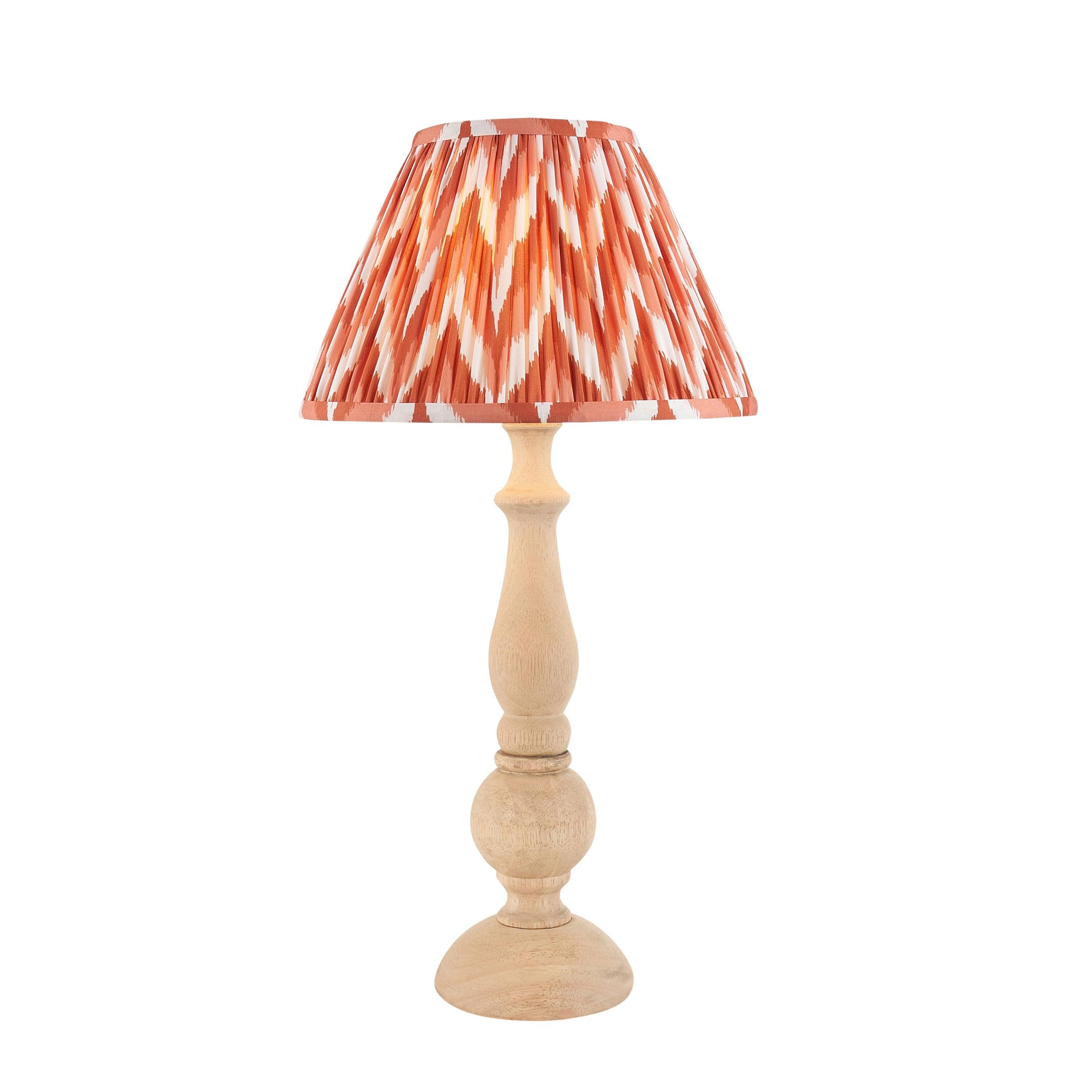 Hidcote Wooden Table Lamp & Zigzag 30cm Apricot Orange Shade