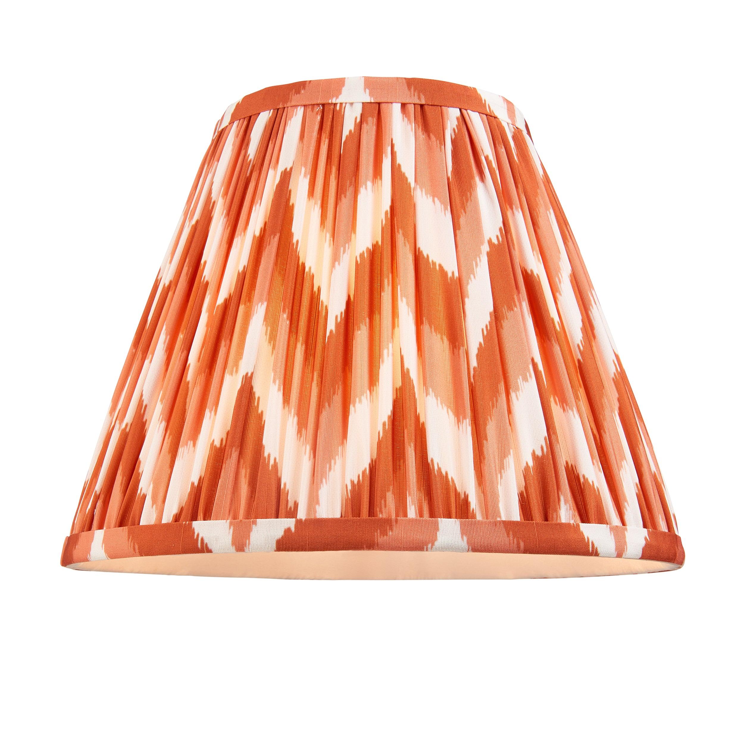 Burley Rechargeable Brass Floor Lamp & Zigzag 25cm Apricot Orange Shade