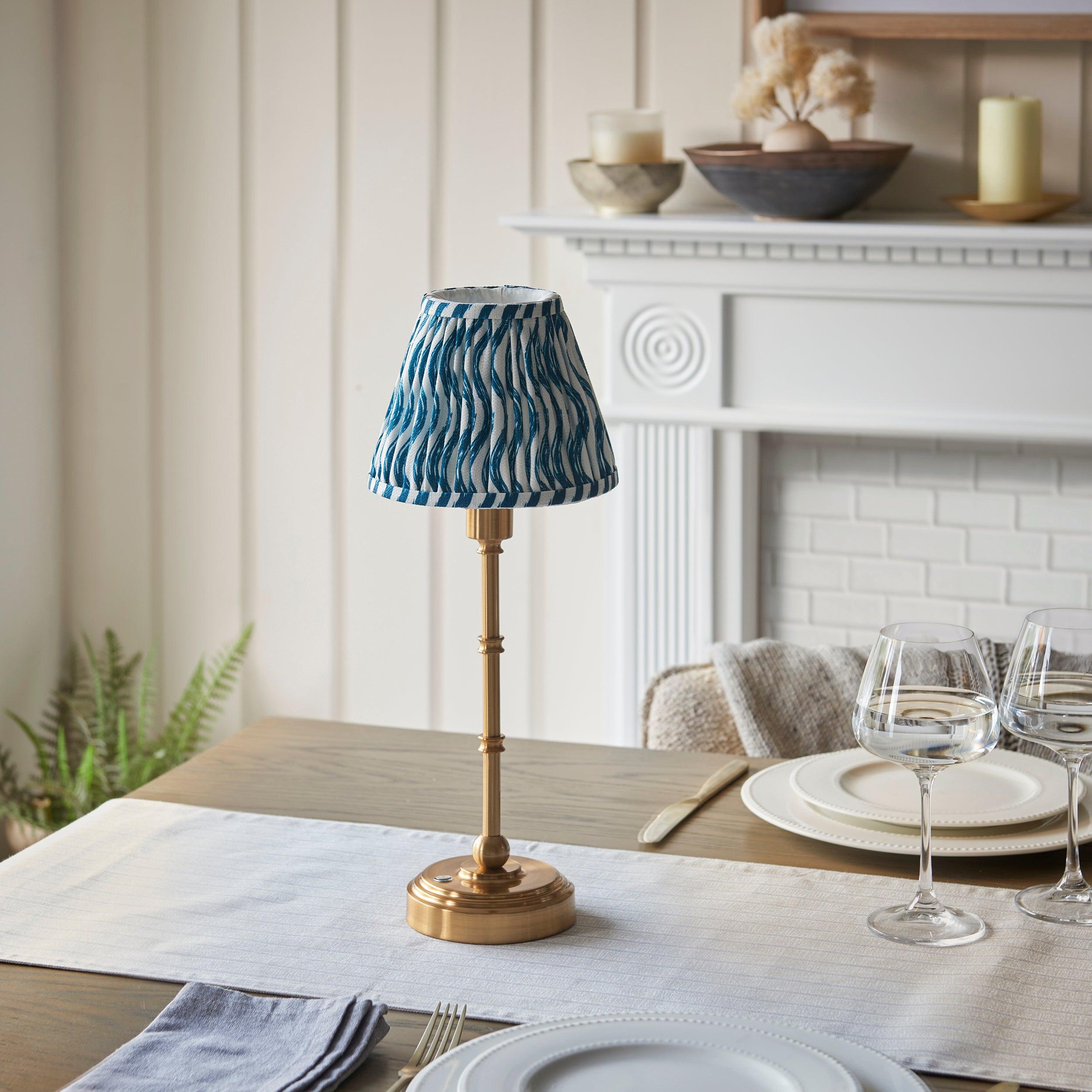 Burley Rechargeable Table Lamp & Ripple 16cm Marlin Blue Shade