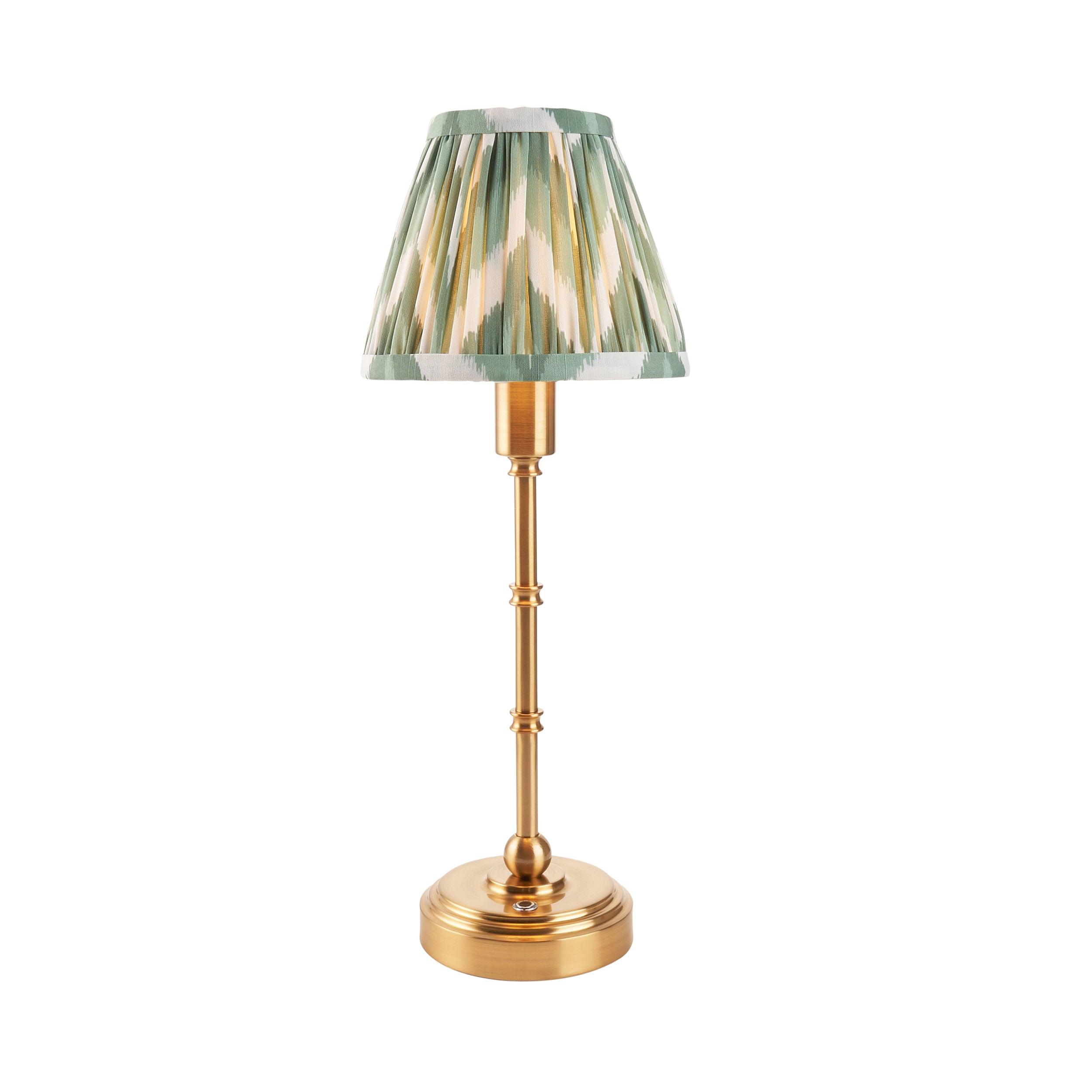 Burley Rechargeable Table Lamp & Zigzag 16cm Cotswold Green Shade