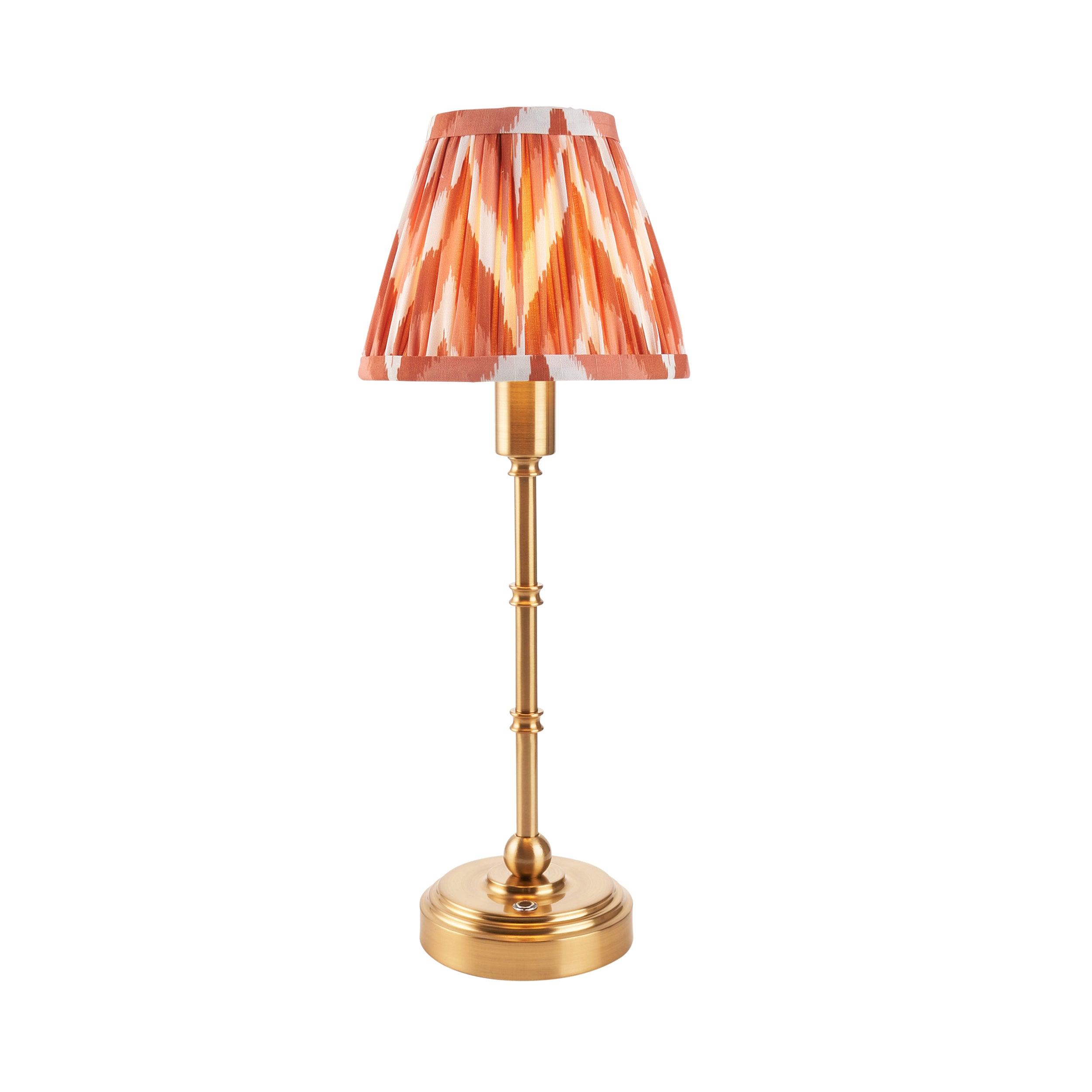 Burley Rechargeable Table Lamp & Zigzag 16cm Apricot Orange Shade