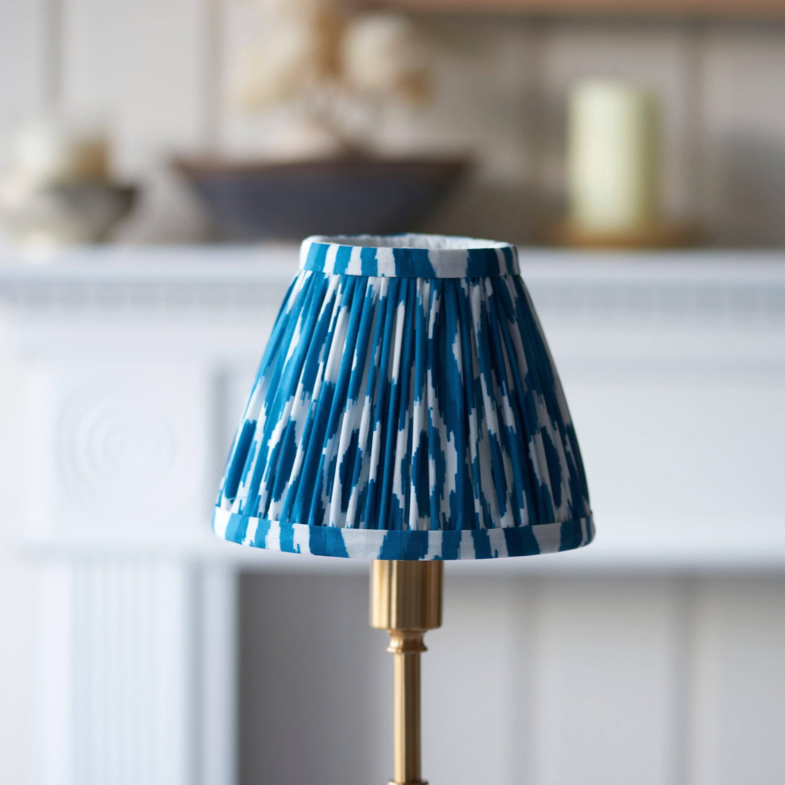 Burley Rechargeable Table Lamp & Ikat 16cm Marlin Blue Shade