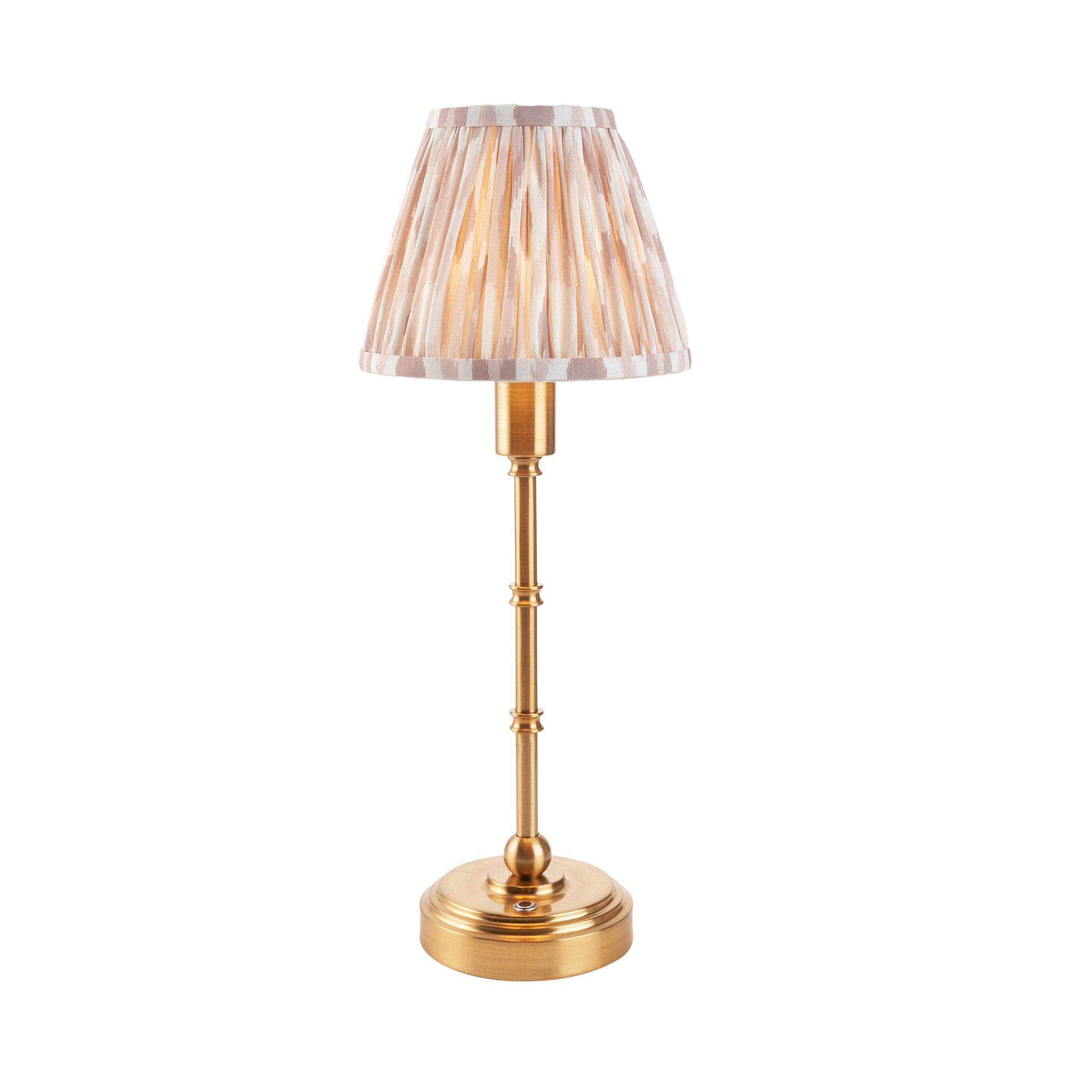 Burley Rechargeable Table Lamp & Ikat 16cm Neutral Shade