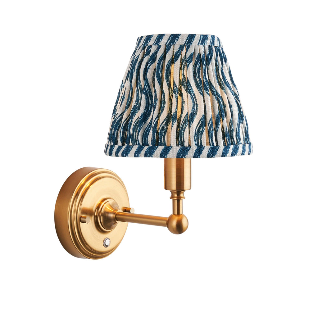 Buy Burley Rechargeable Brass Wall Light & Ripple 16cm Marlin Blue Shade
