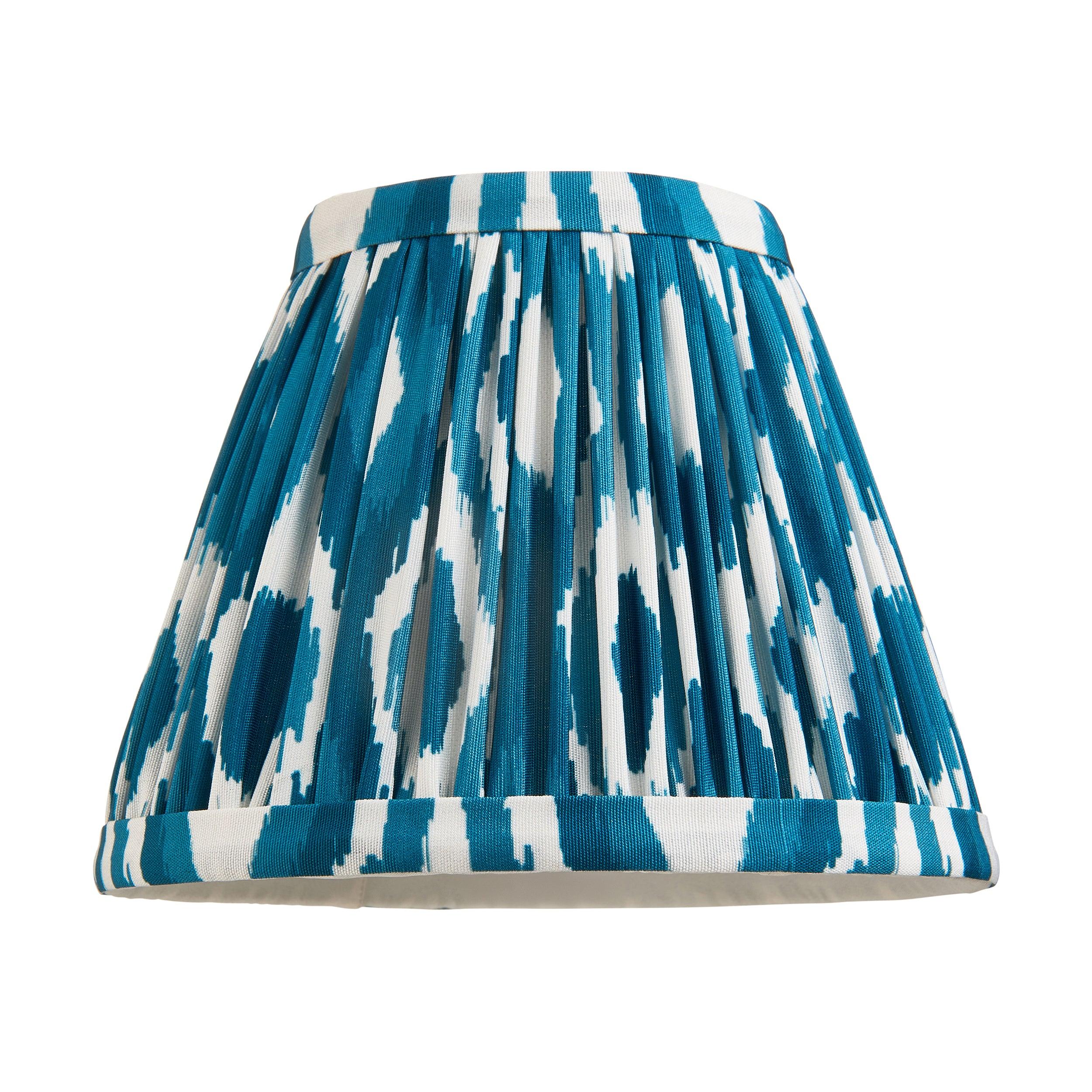Burley Rechargeable Brass Wall Light & Ikat 16cm Marlin Blue Shade