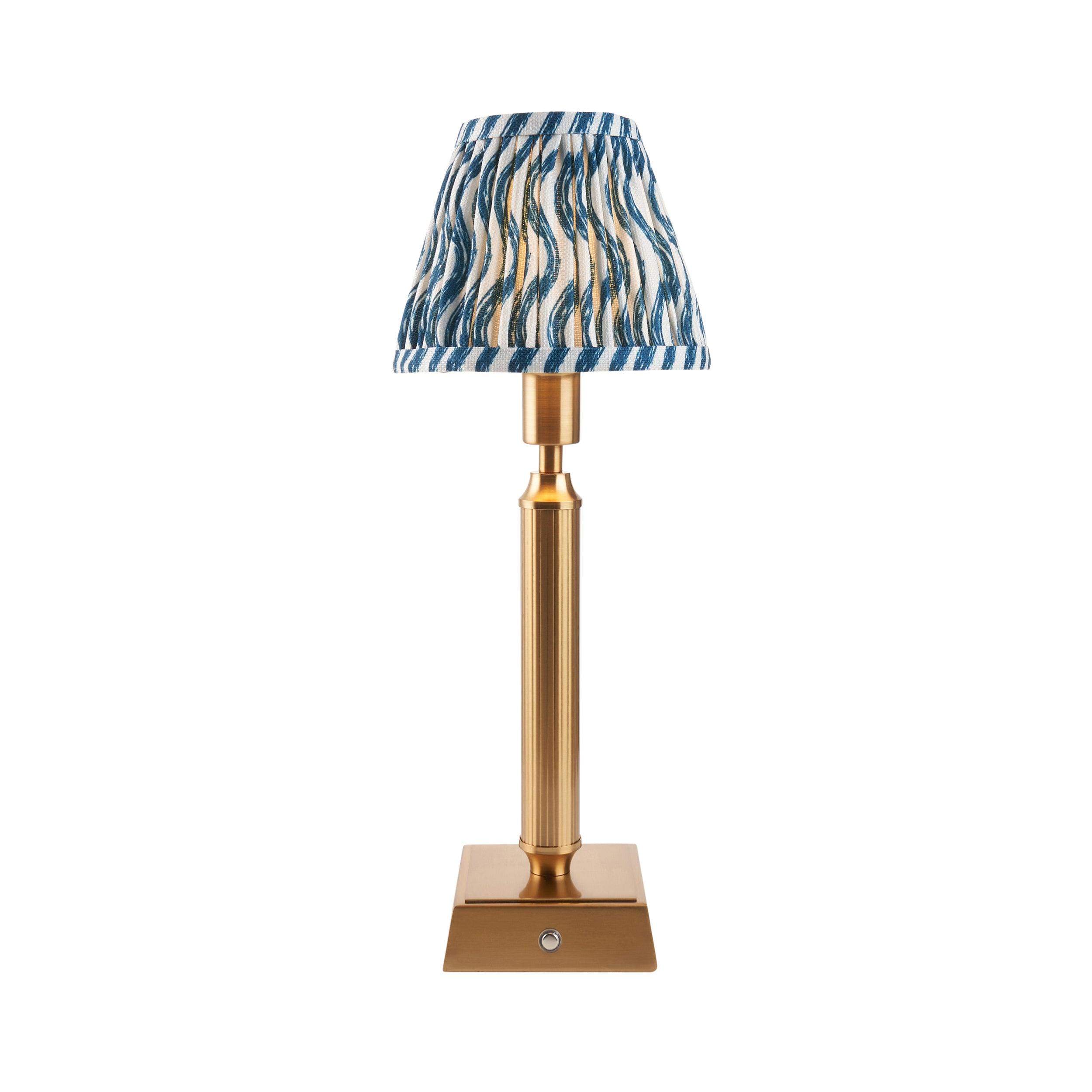 Trobridge Rechargeable Table Lamp & Ripple 16cm Marlin Blue Shade