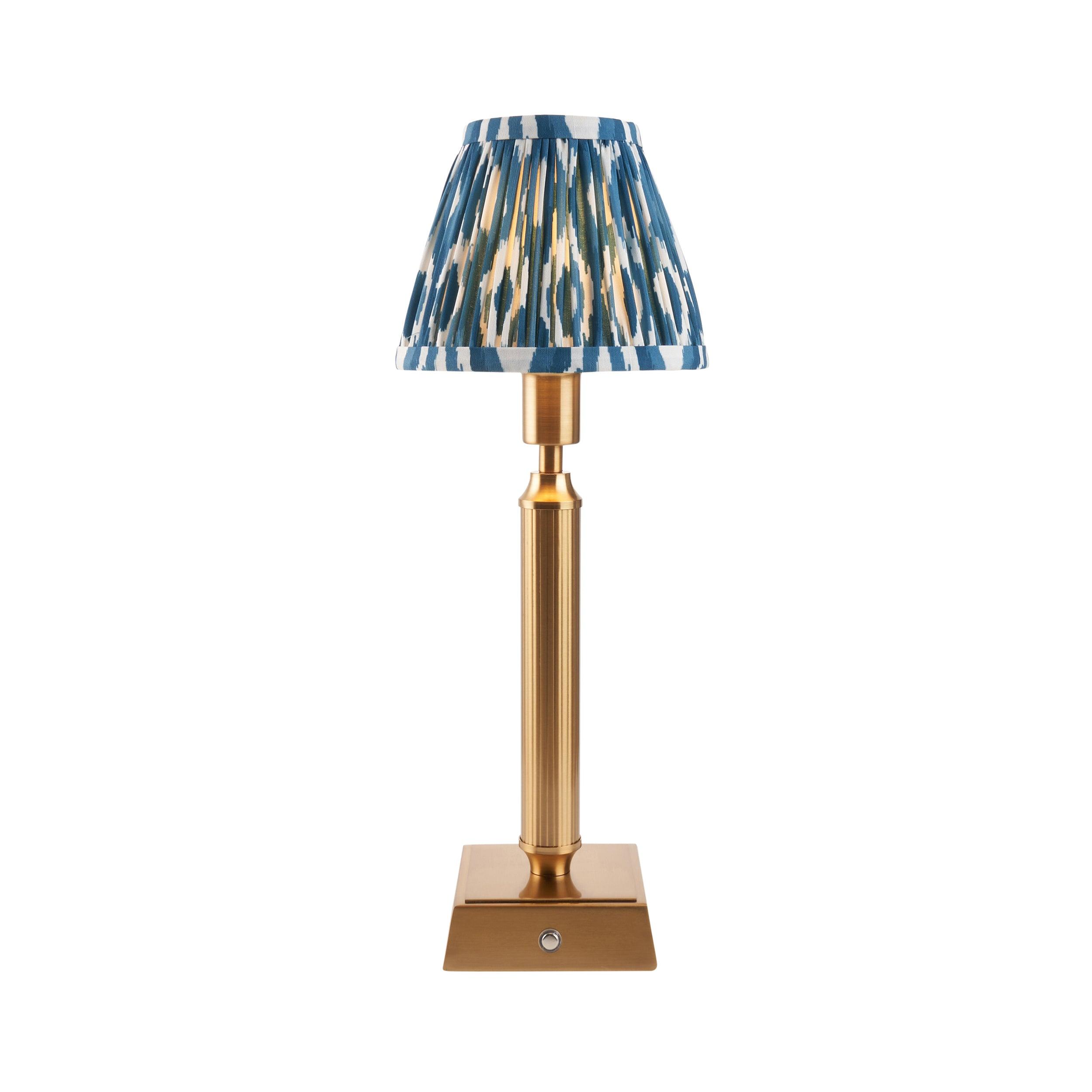 Trobridge Rechargeable Table Lamp & Ikat 16cm Marlin Blue Shade
