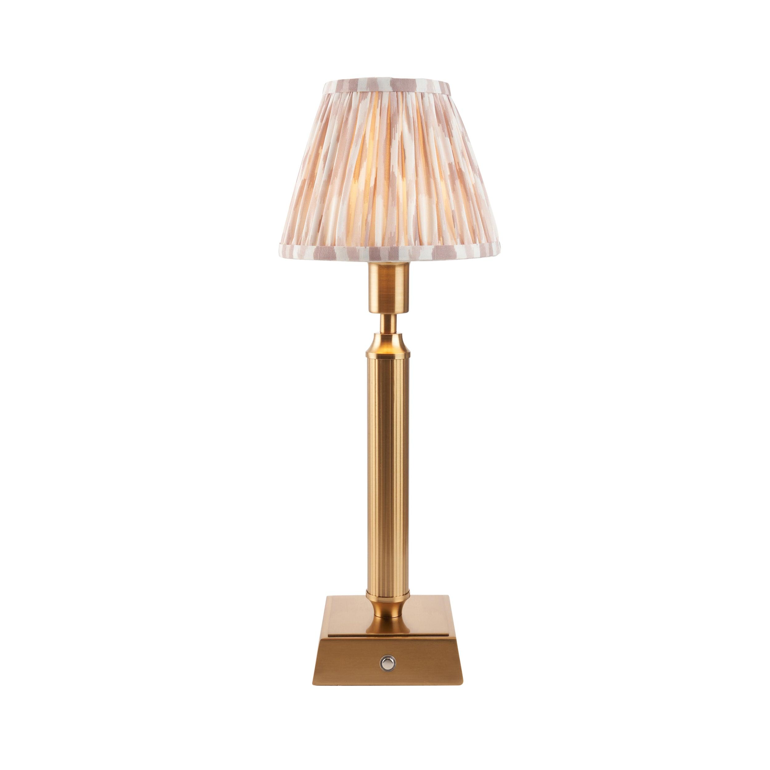Trobridge Rechargeable Table Lamp & Ikat 16cm Neutral Shade