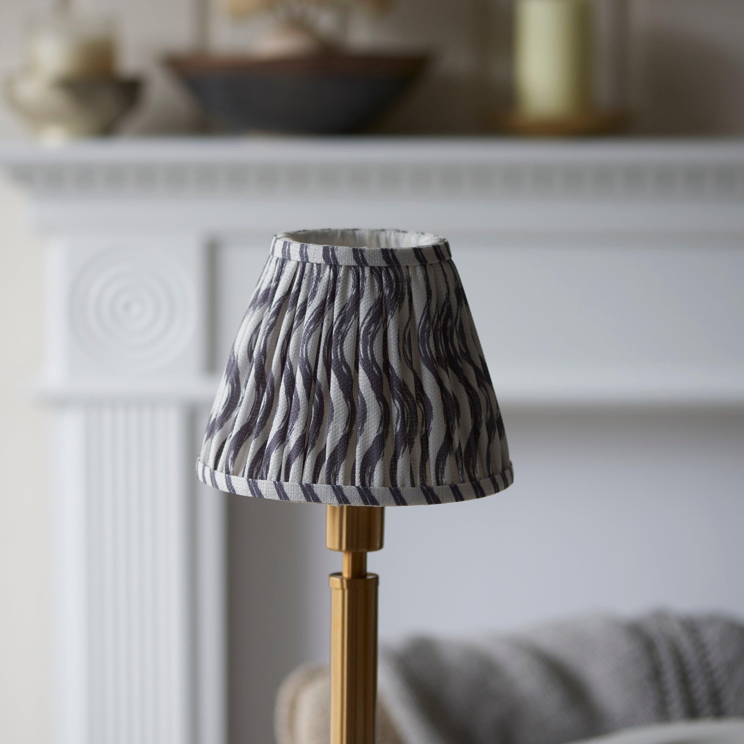 Upton Rechargeable Table Lamp & Ripple 16cm Pearl Grey Shade
