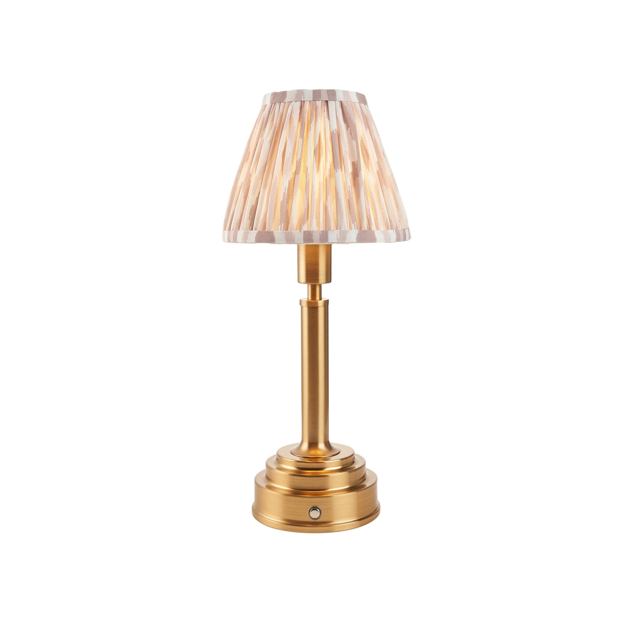 Upton Rechargeable Table Lamp & Ikat 16cm Neutral Shade