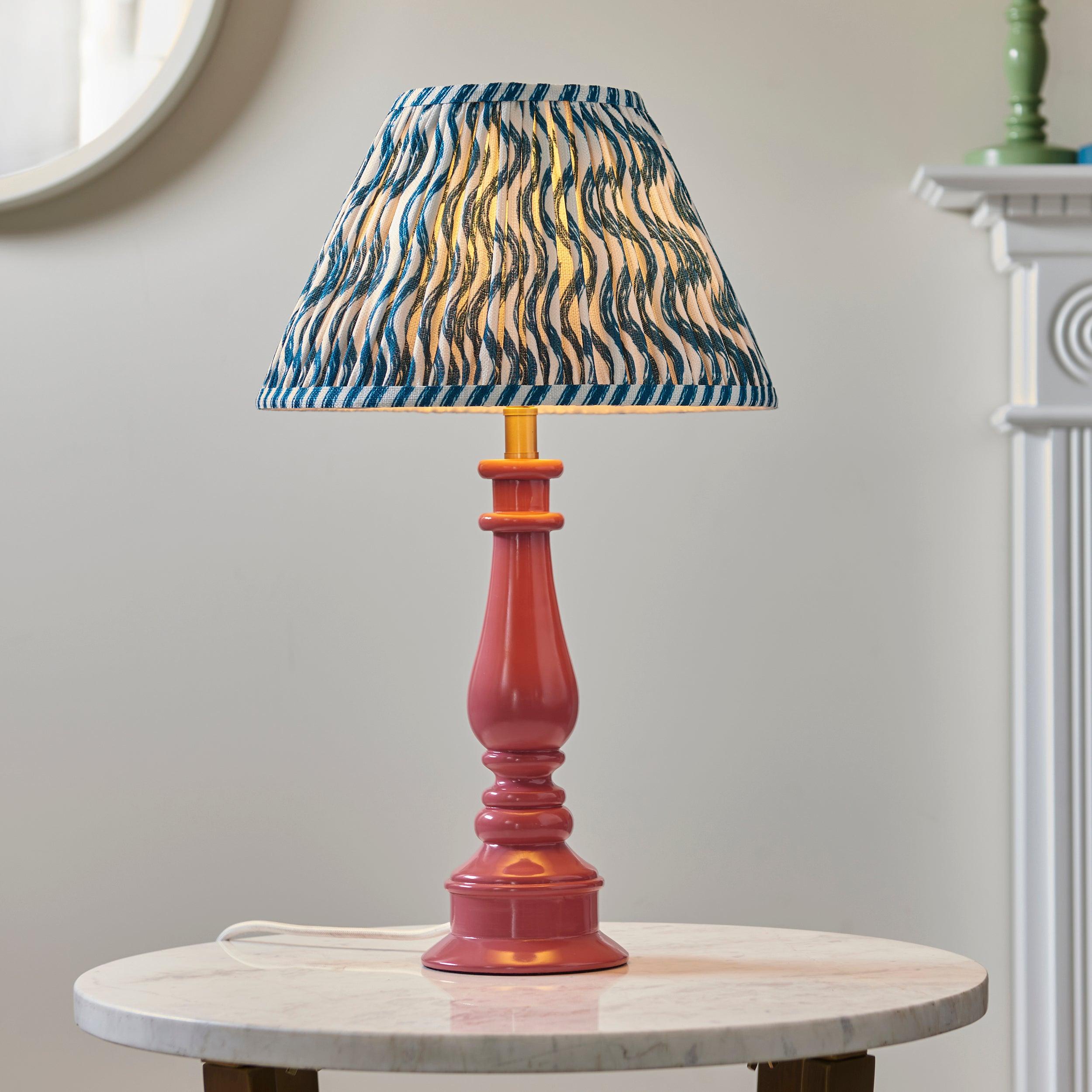 Myrtle Pink Table Lamp & Ripple 30cm Marlin Blue Shade