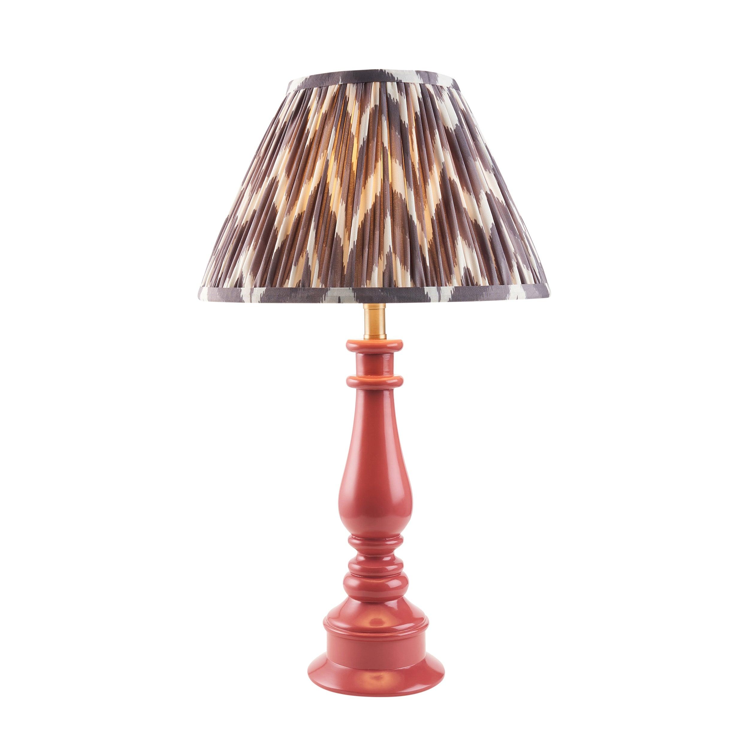 Myrtle Pink Table Lamp & Zigzag 30cm Pearl Grey Shade