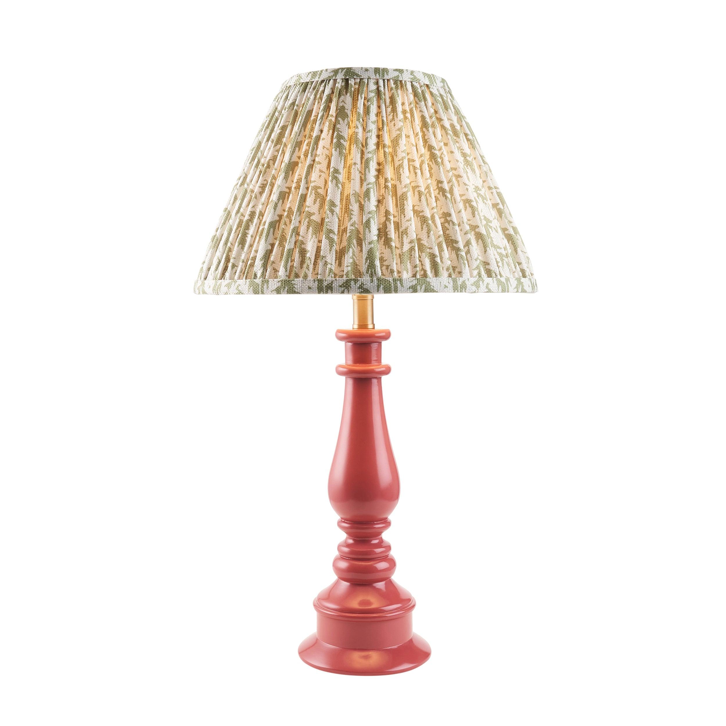 Myrtle Pink Table Lamp & Leaf 30cm Herb Garden Green Shade