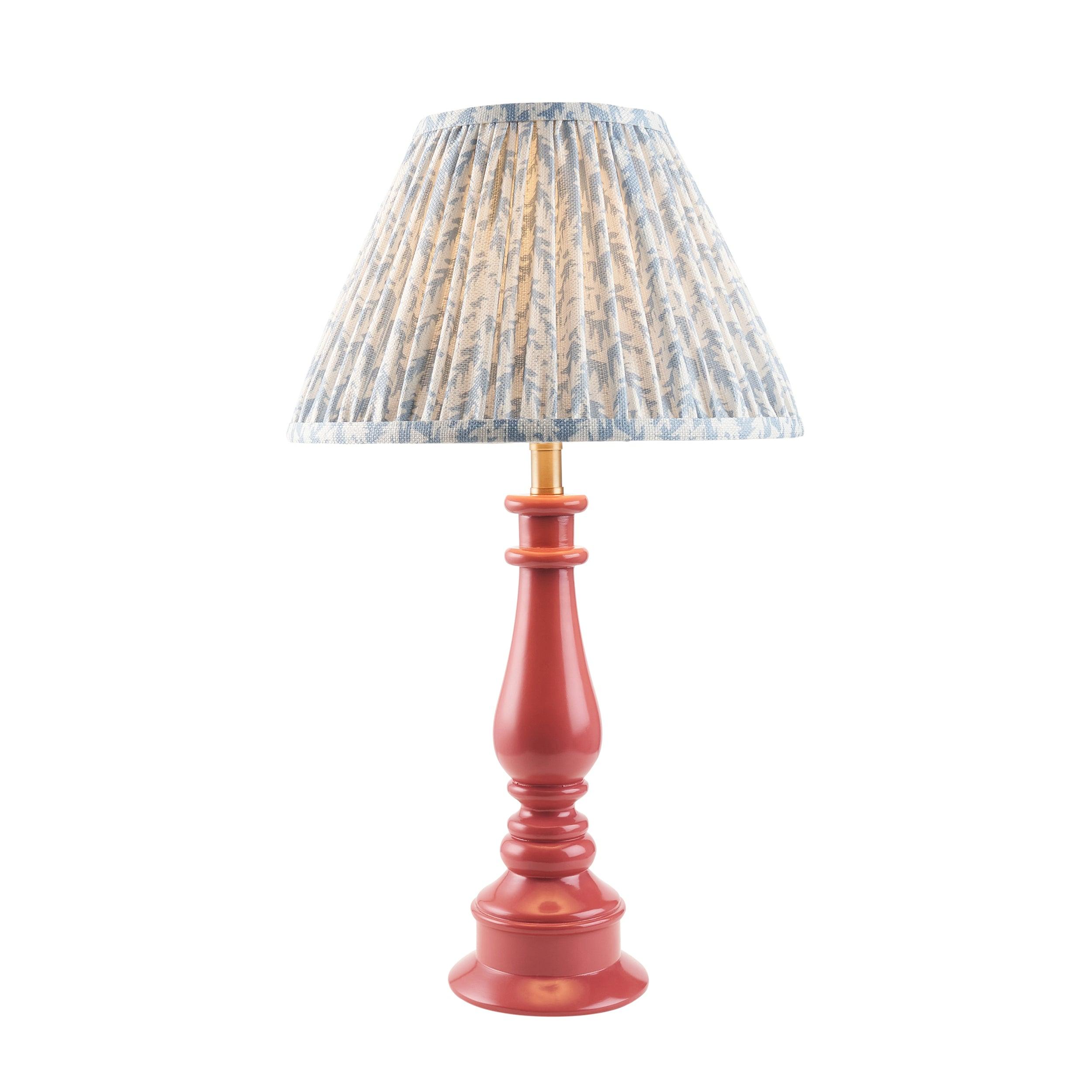 Myrtle Pink Table Lamp & Leaf 30cm Shell Bay Blue Shade