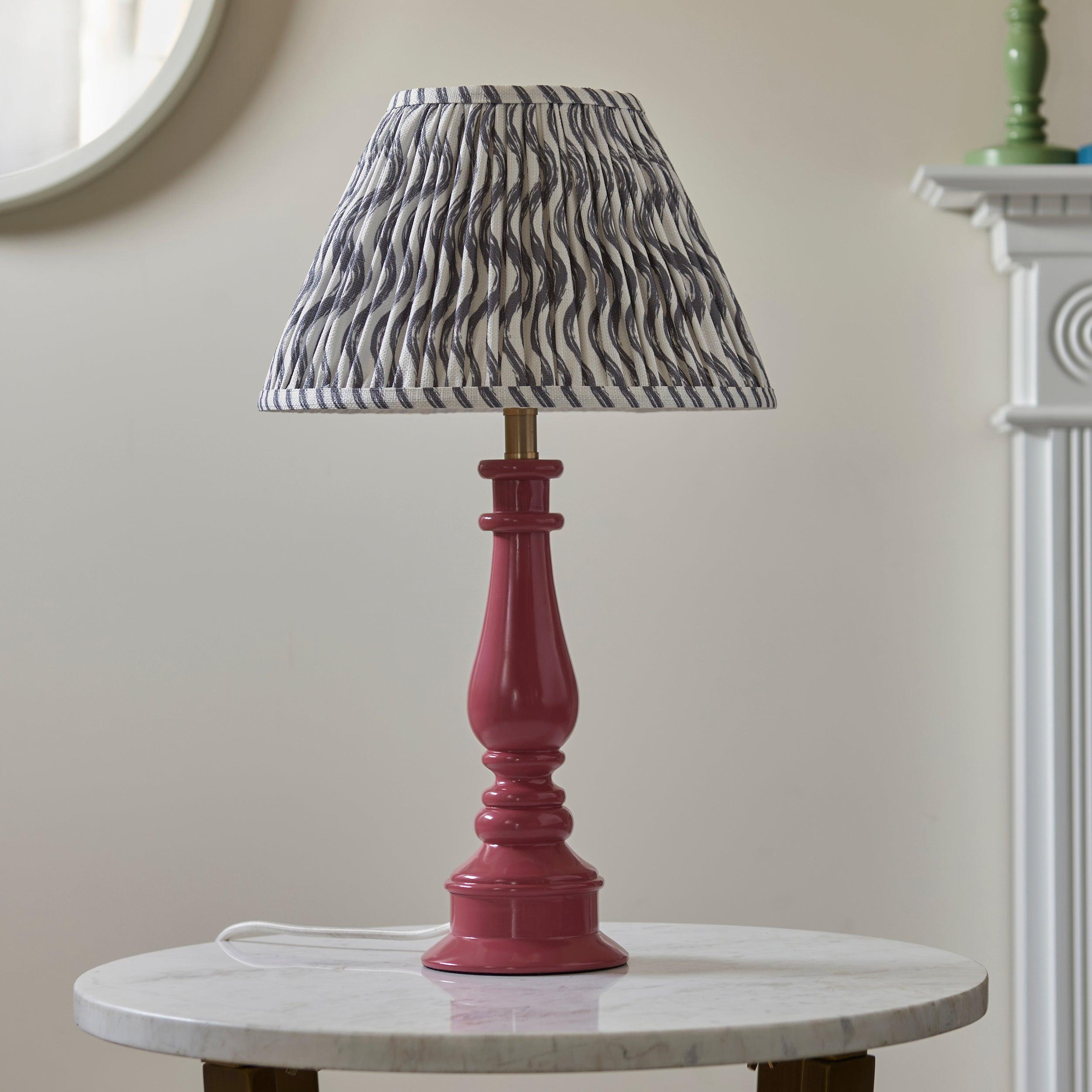 Myrtle Pink Table Lamp & Ripple 30cm Pearl Grey Shade