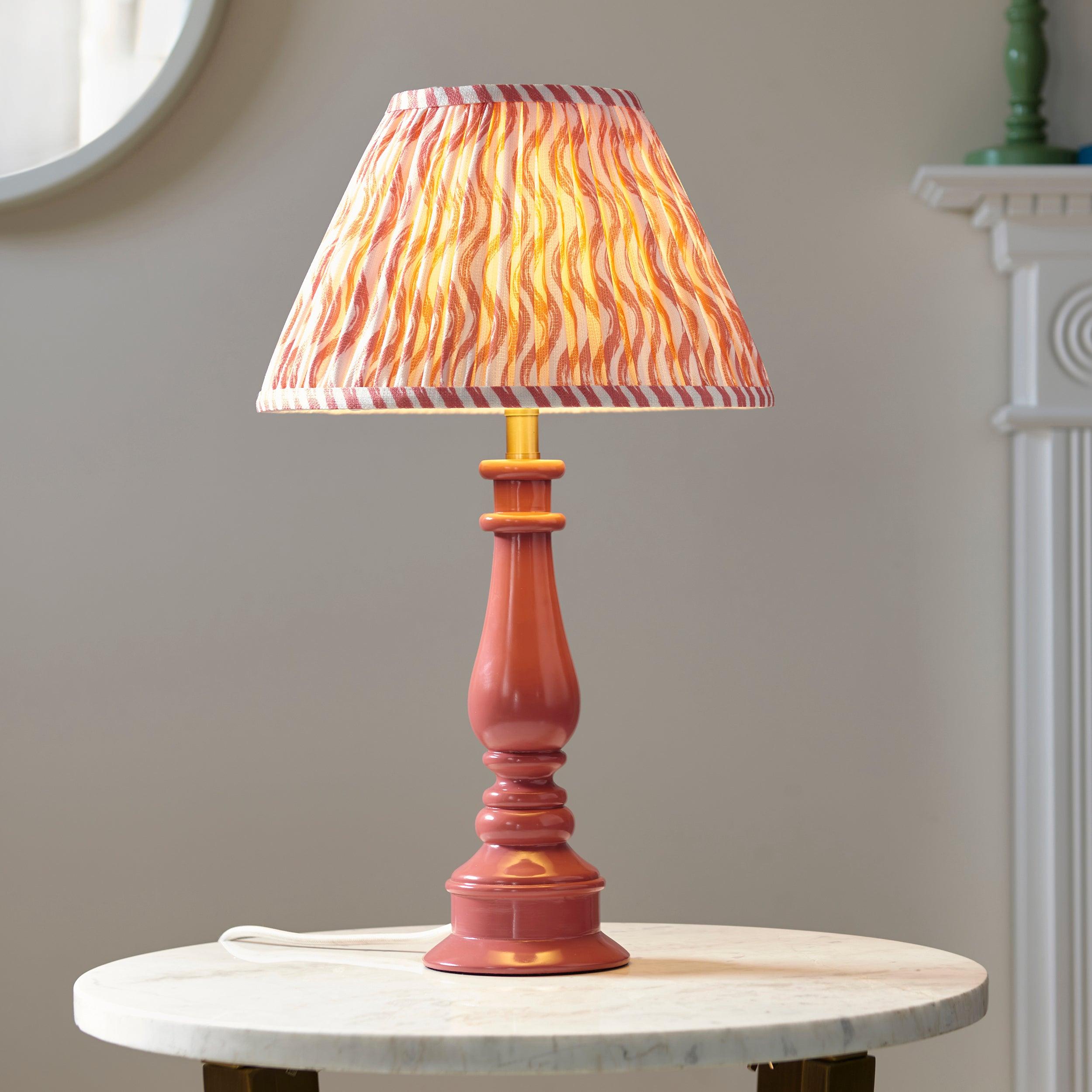 Myrtle Pink Table Lamp & Ripple 30cm Coral Pink Shade