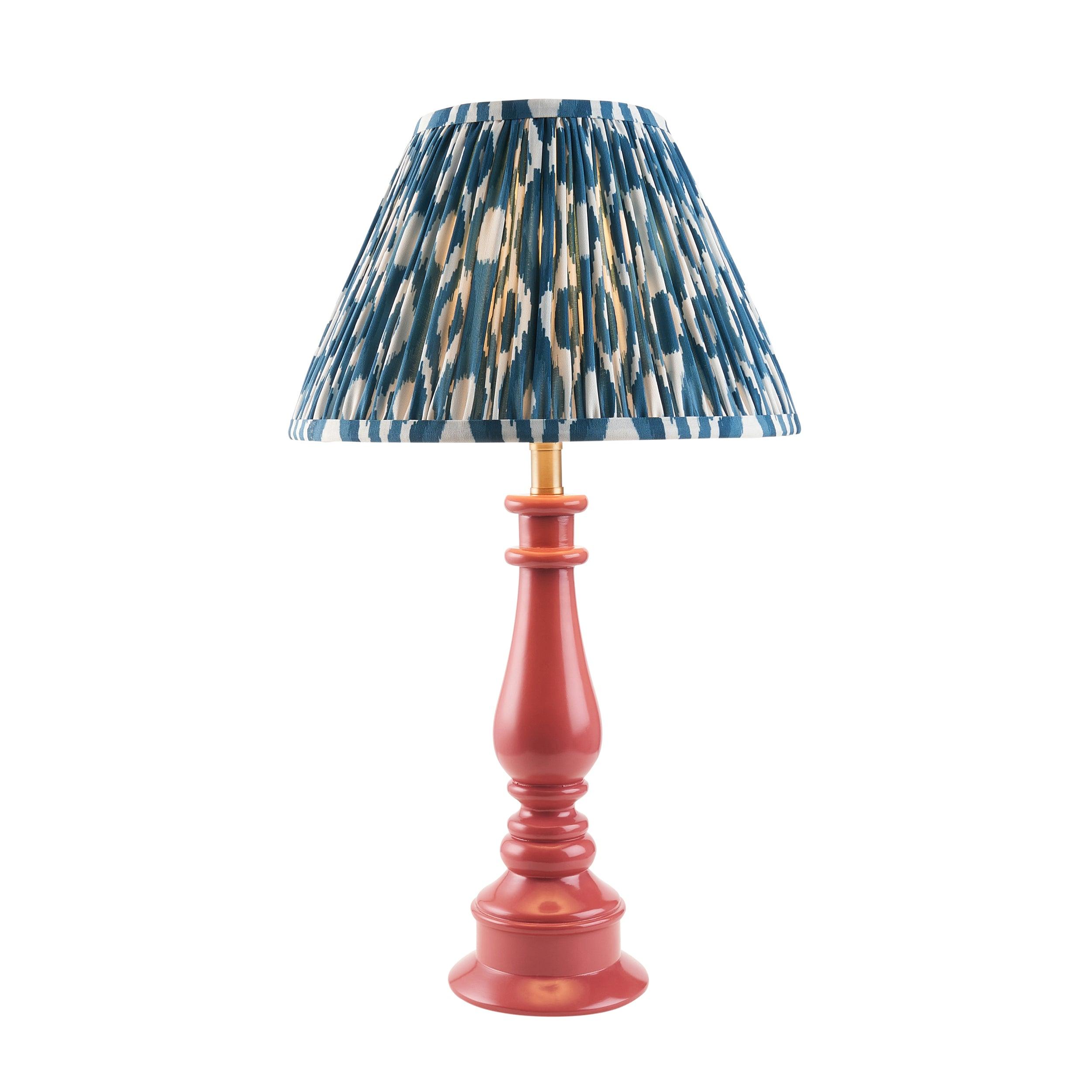 Myrtle Pink Table Lamp & Ikat 30cm Marlin Blue Shade