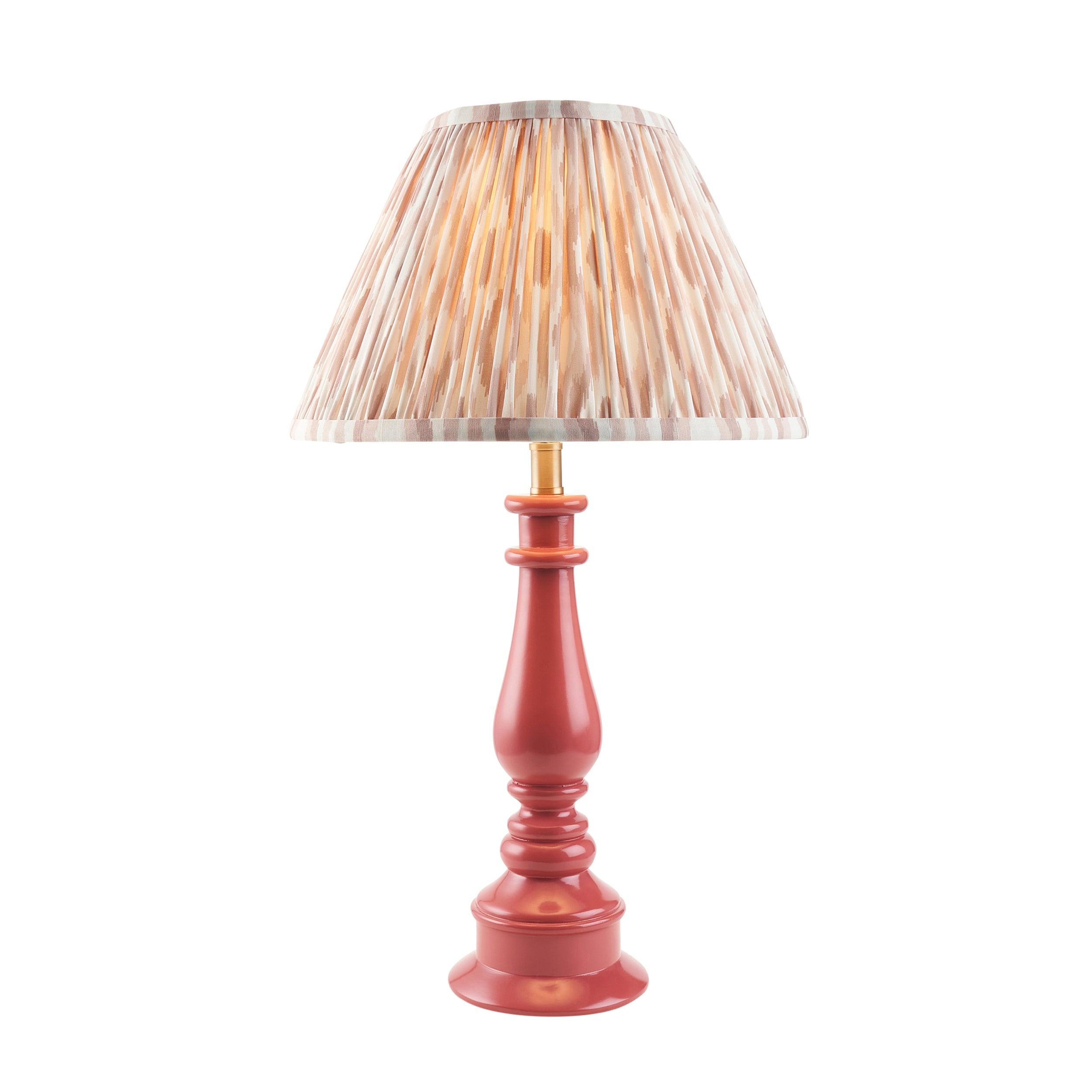Myrtle Pink Table Lamp & Ikat 30cm Neutral Shade