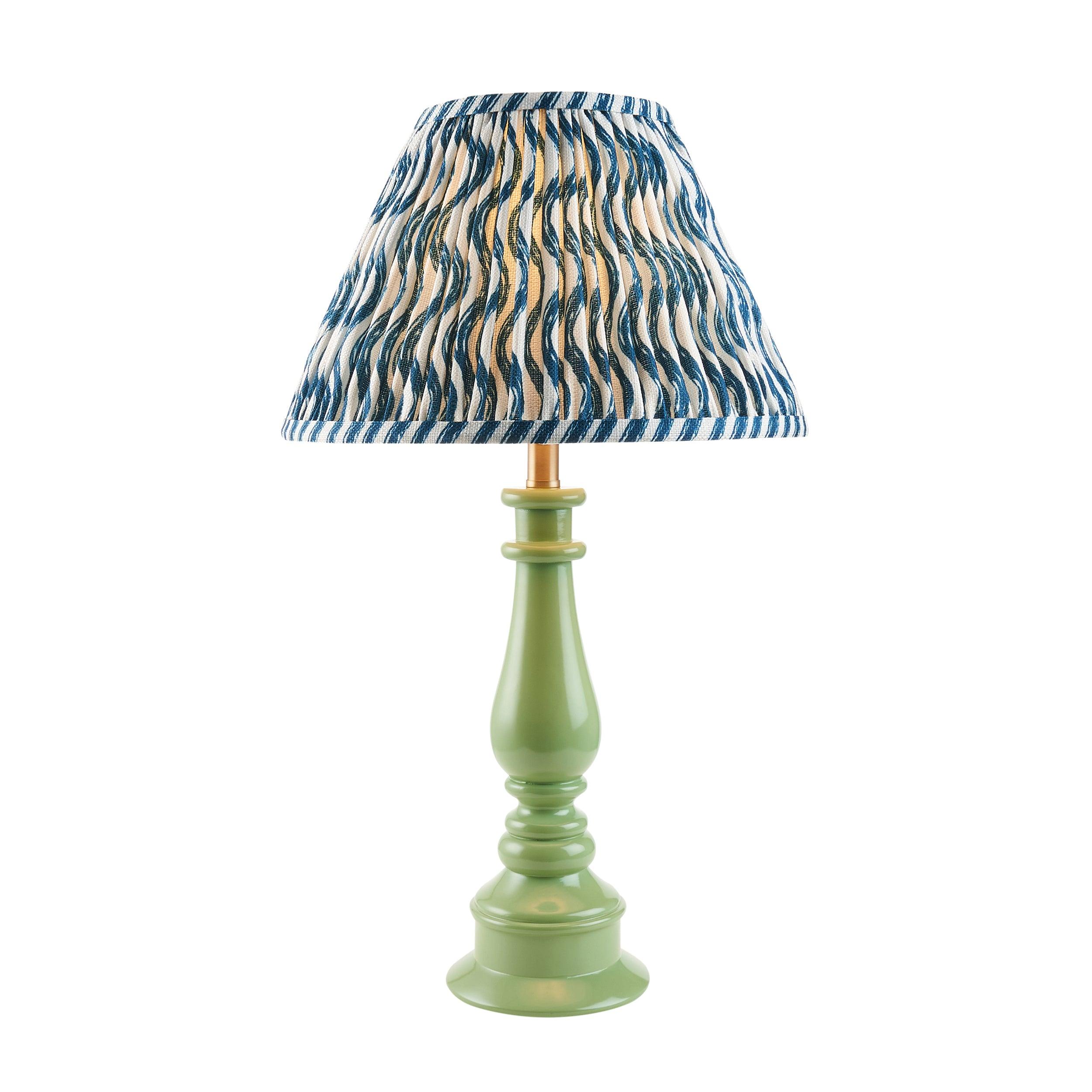 Myrtle Green Table Lamp & Ripple 30cm Marlin Blue Shade