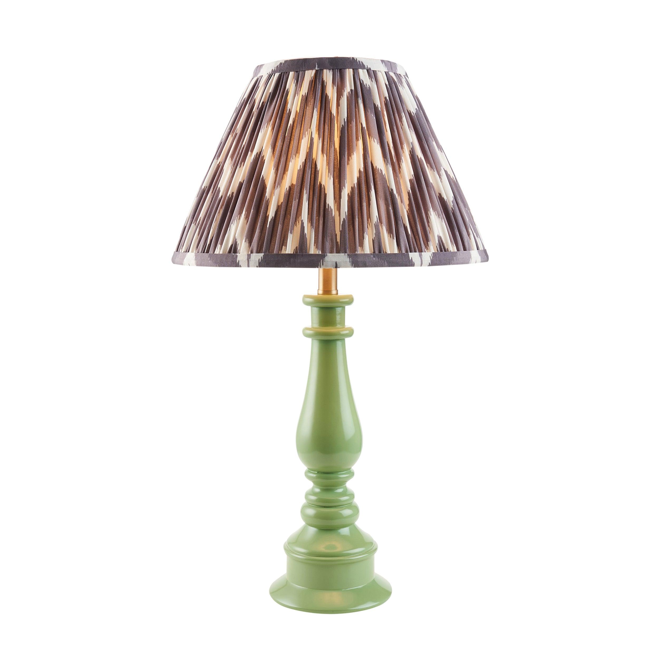 Myrtle Green Table Lamp & Zigzag 30cm Pearl Grey Shade