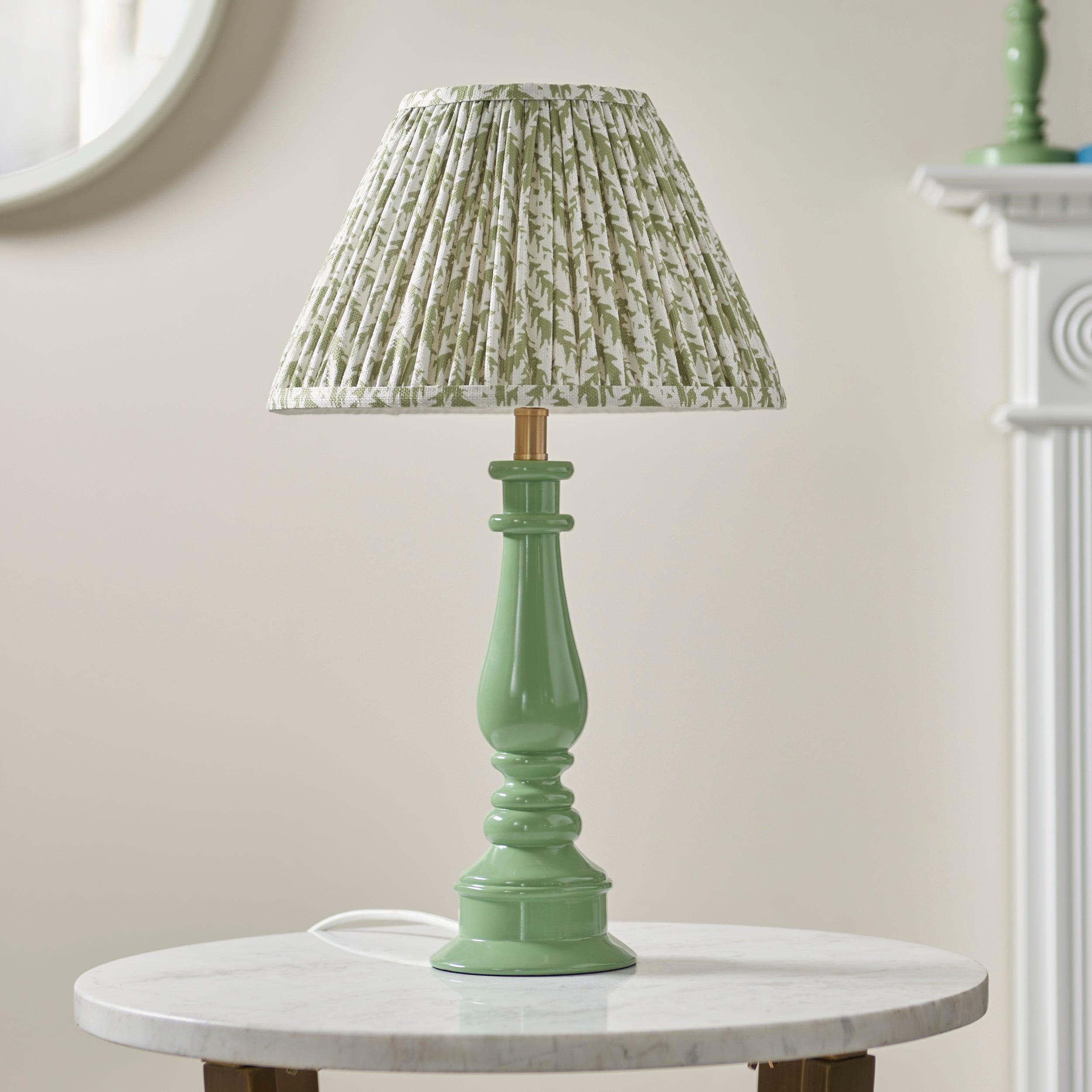 Myrtle Green Table Lamp & Leaf 30cm Herb Garden Green Shade