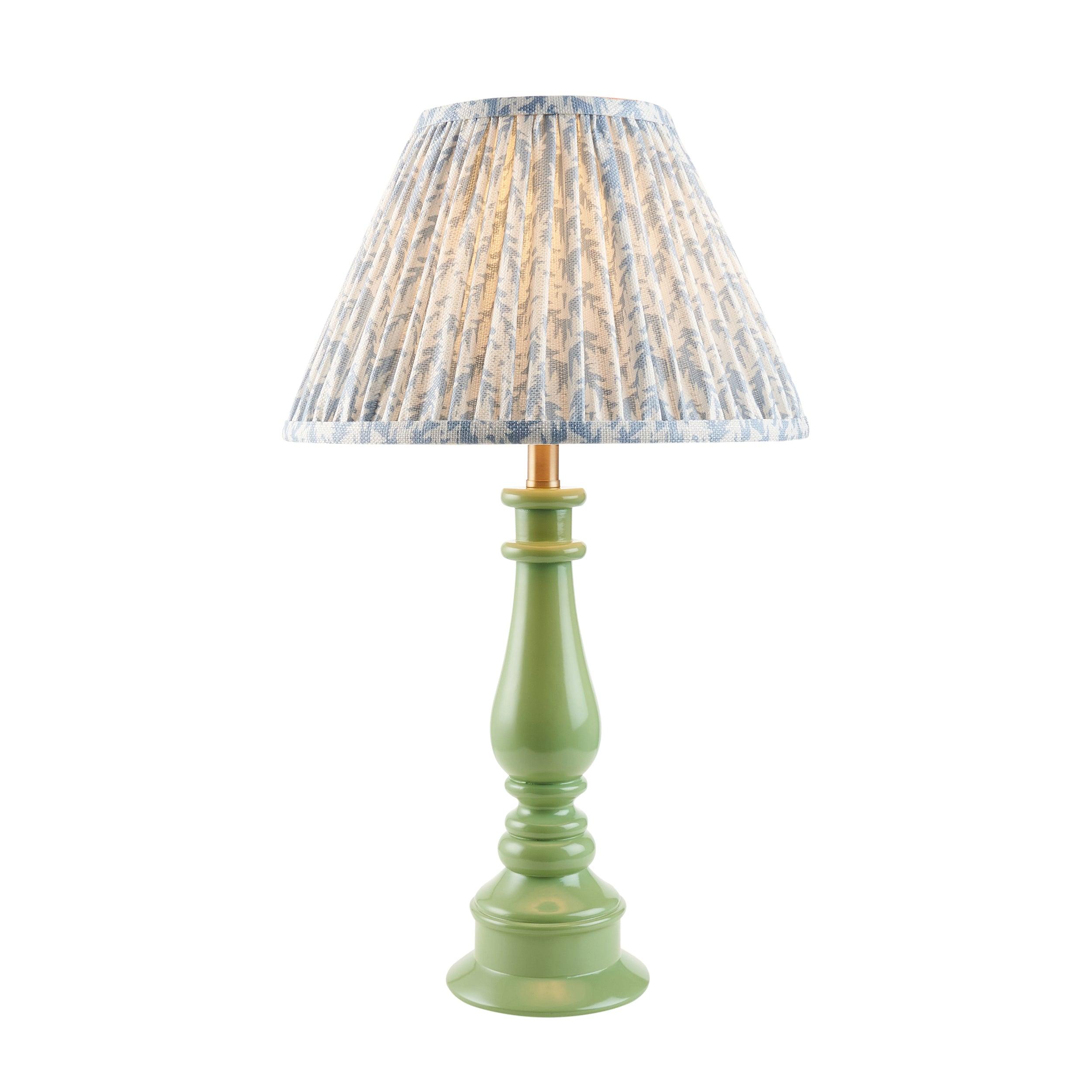 Myrtle Green Table Lamp & Leaf 30cm Shell Bay Blue Shade