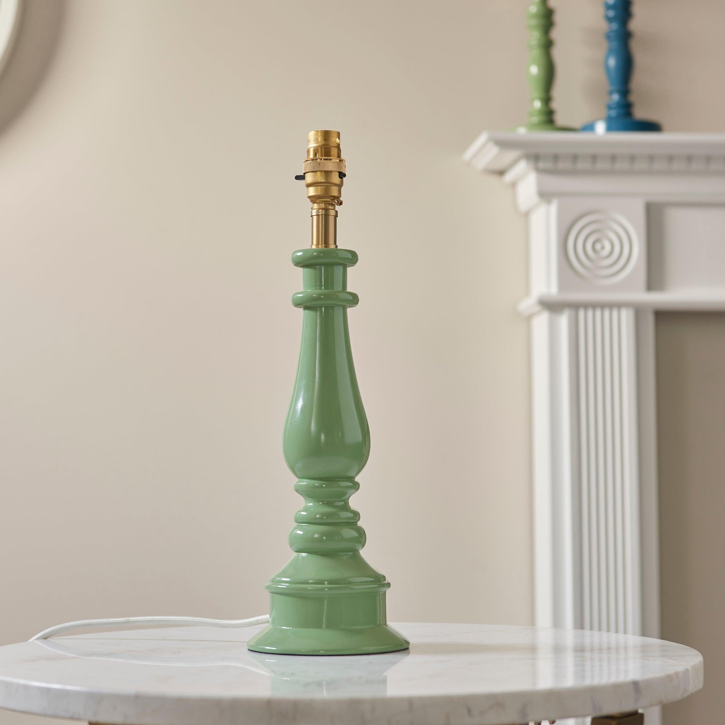 Myrtle Green Table Lamp & Leaf 30cm Shell Bay Blue Shade