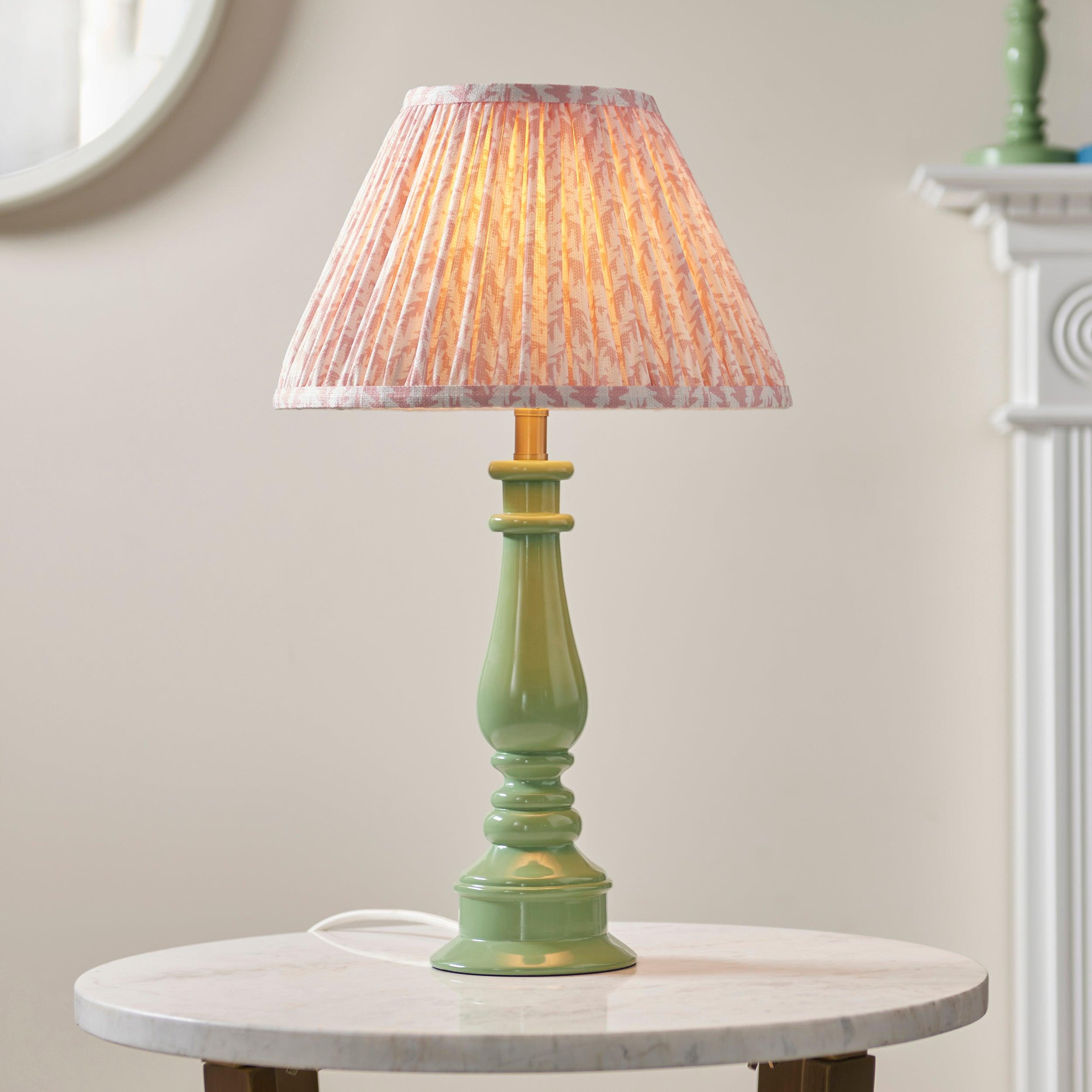 Myrtle Green Table Lamp & Leaf 30cm Peachy Keen Shade
