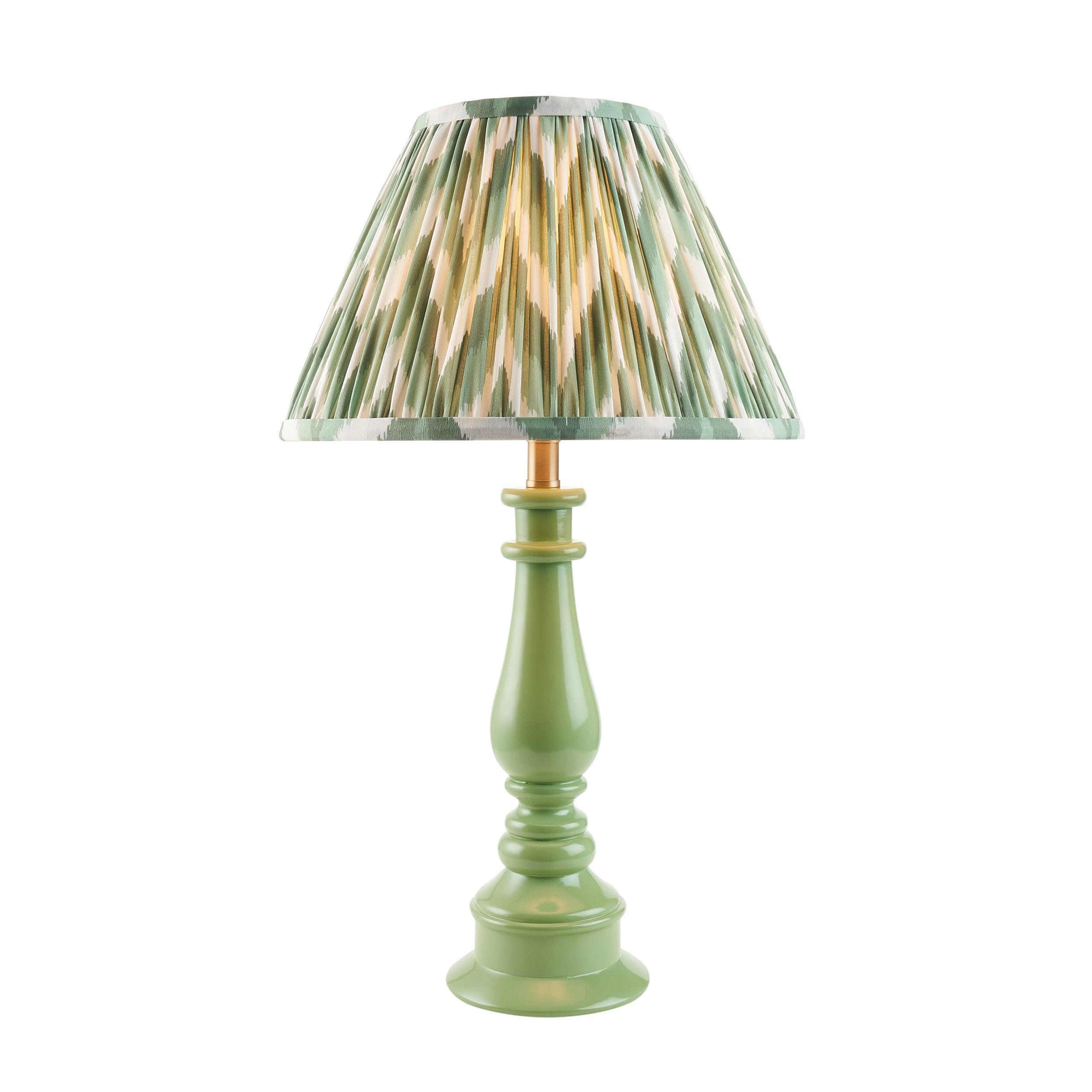 Myrtle Green Table Lamp & Zigzag 30cm Cotswold Green Shade