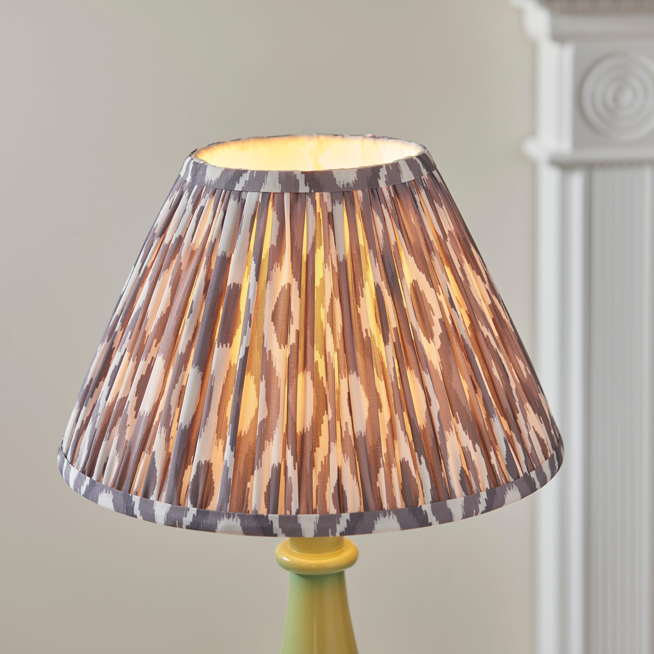 Myrtle Green Table Lamp & Ikat 30cm Pearl Grey Shade