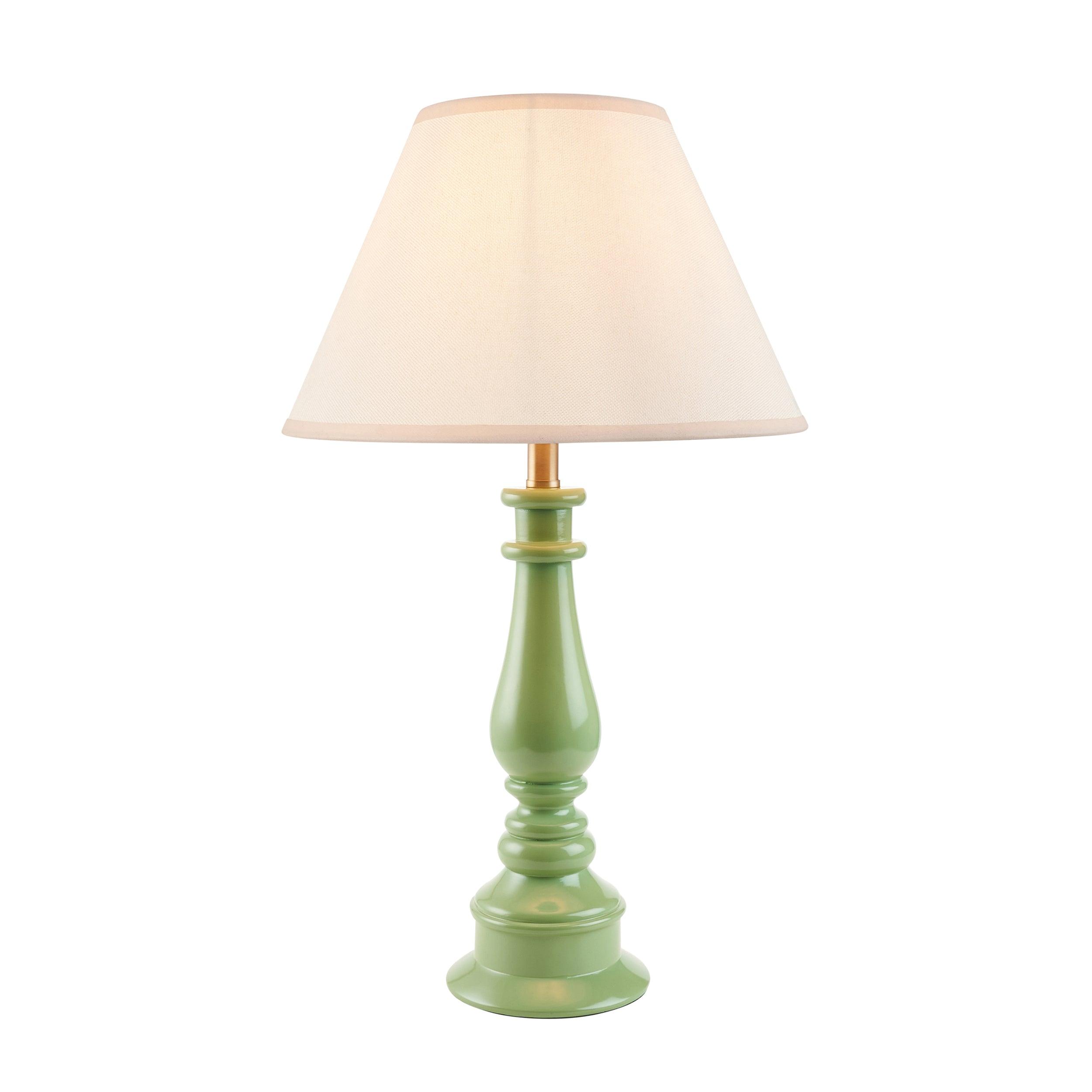 Myrtle Green Table Lamp & Ivy 30cm Vintage White Shade