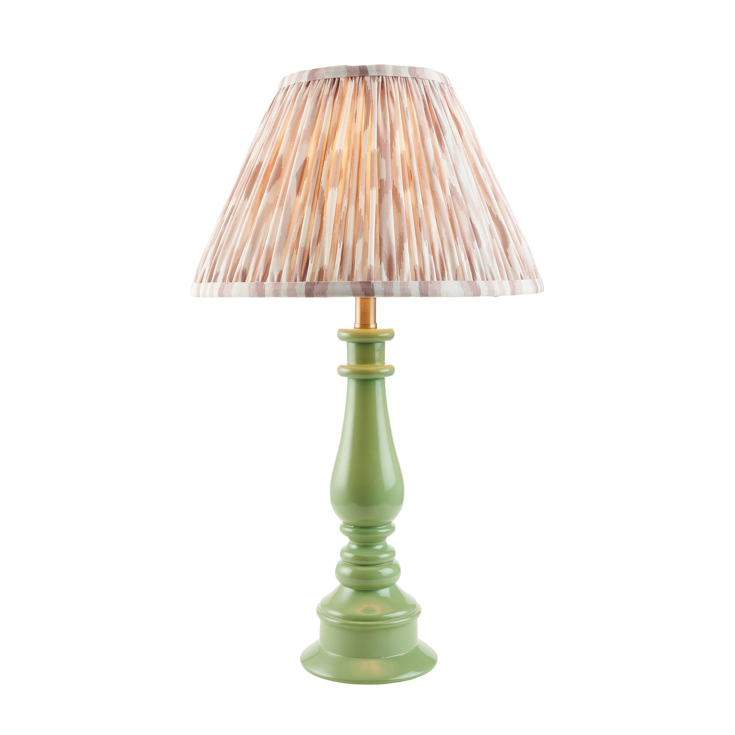 Myrtle Green Table Lamp & Ikat 30cm Neutral Shade