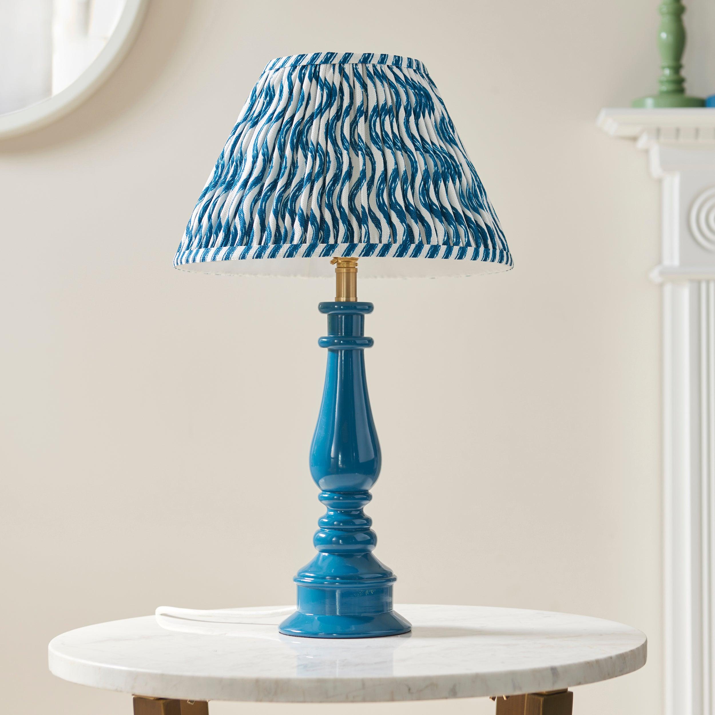 Myrtle Blue Table Lamp & Ripple 30cm Marlin Blue Shade
