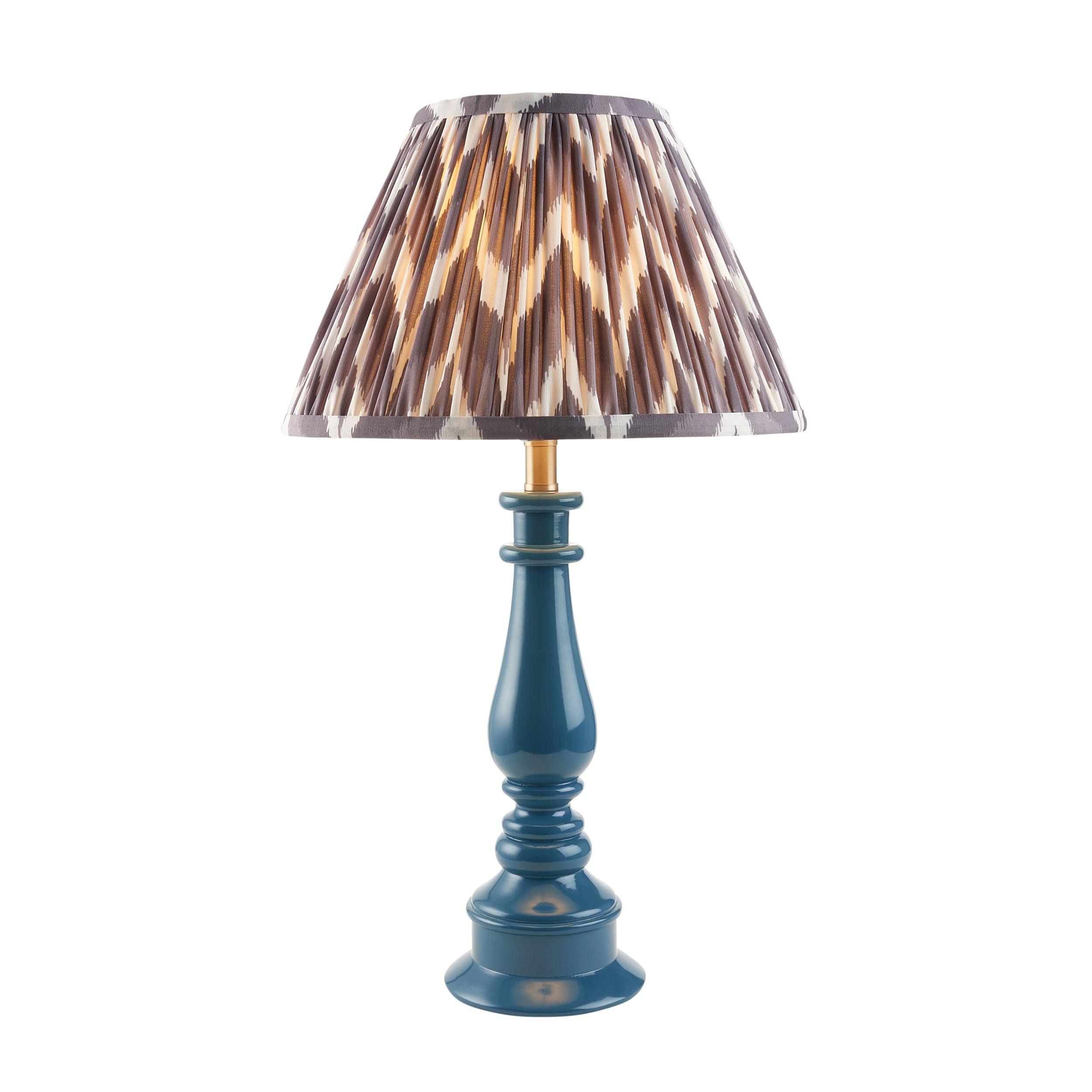 Myrtle Blue Table Lamp & Zigzag 30cm Pearl Grey Shade