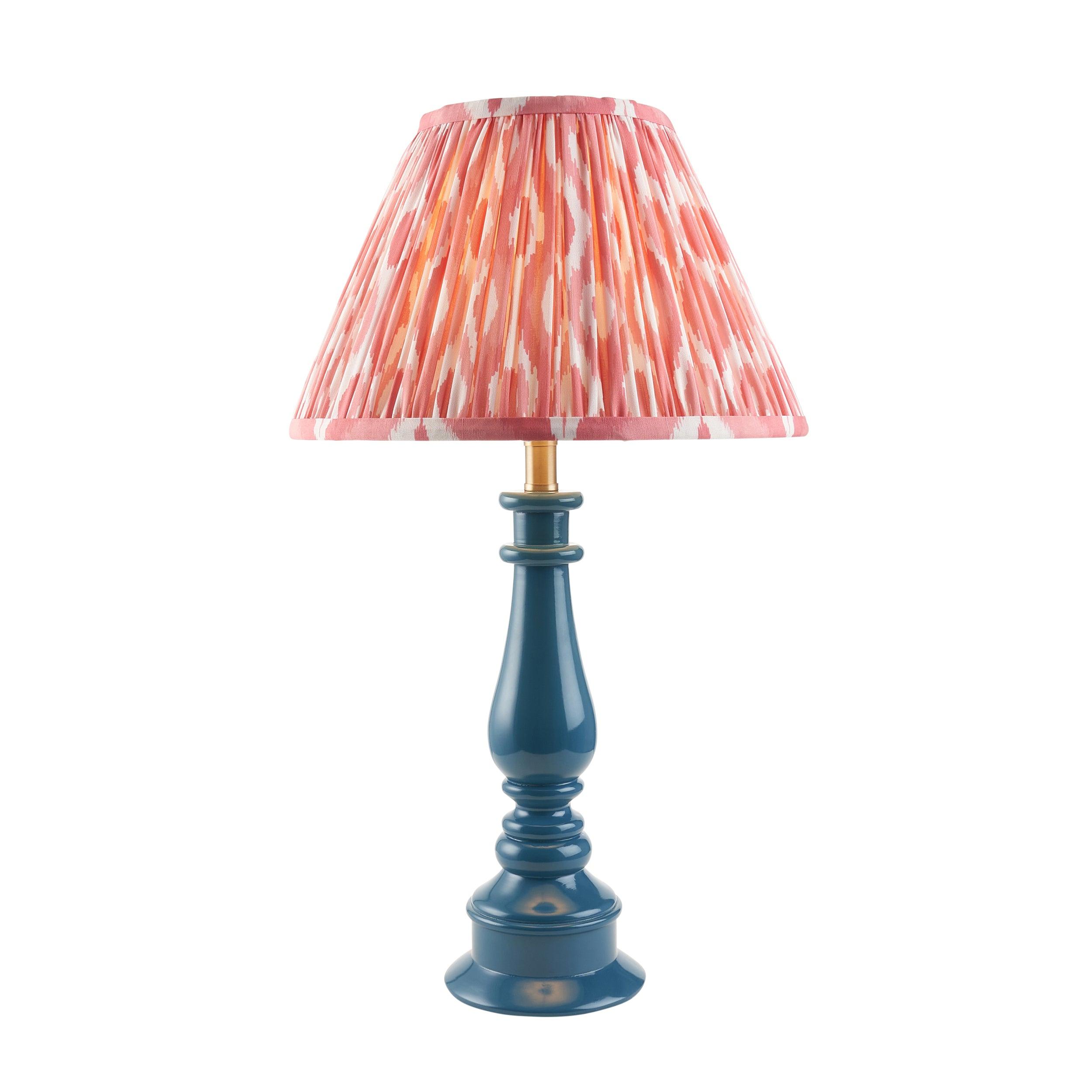 Myrtle Blue Table Lamp & Ikat 30cm Coral Pink Shade