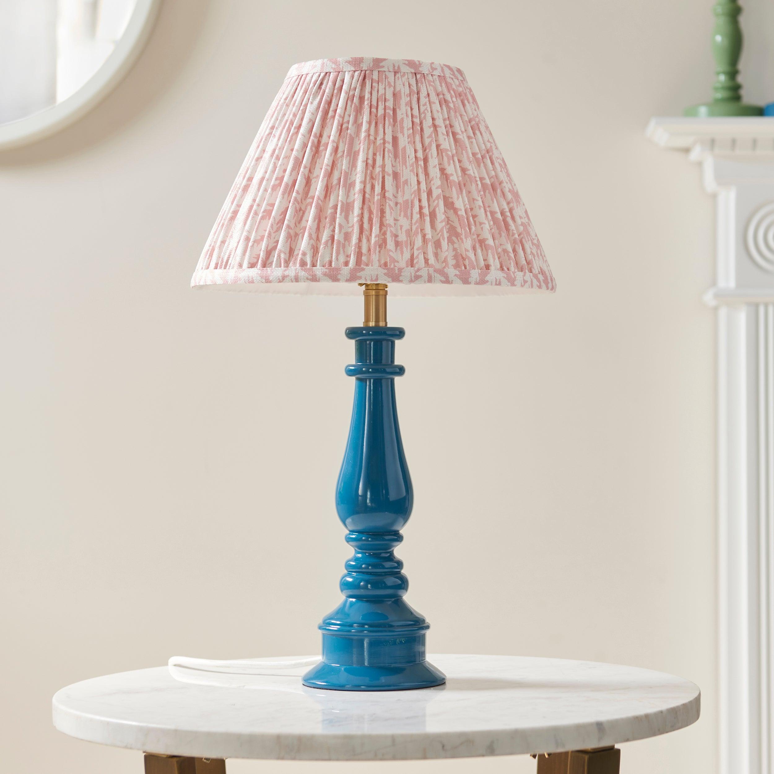 Myrtle Blue Table Lamp & Leaf 30cm Peachy Keen Shade