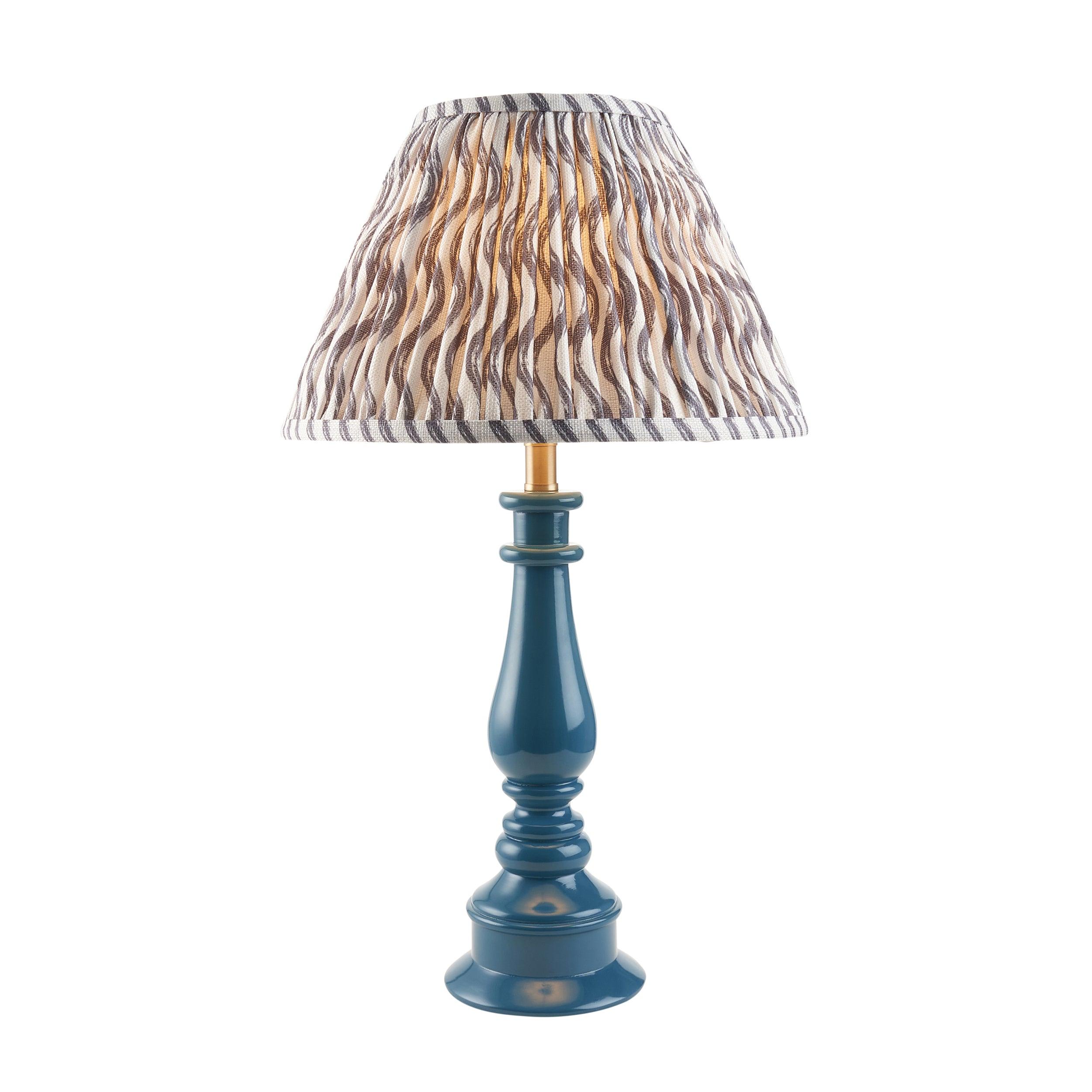 Myrtle Blue Table Lamp & Ripple 30cm Pearl Grey Shade