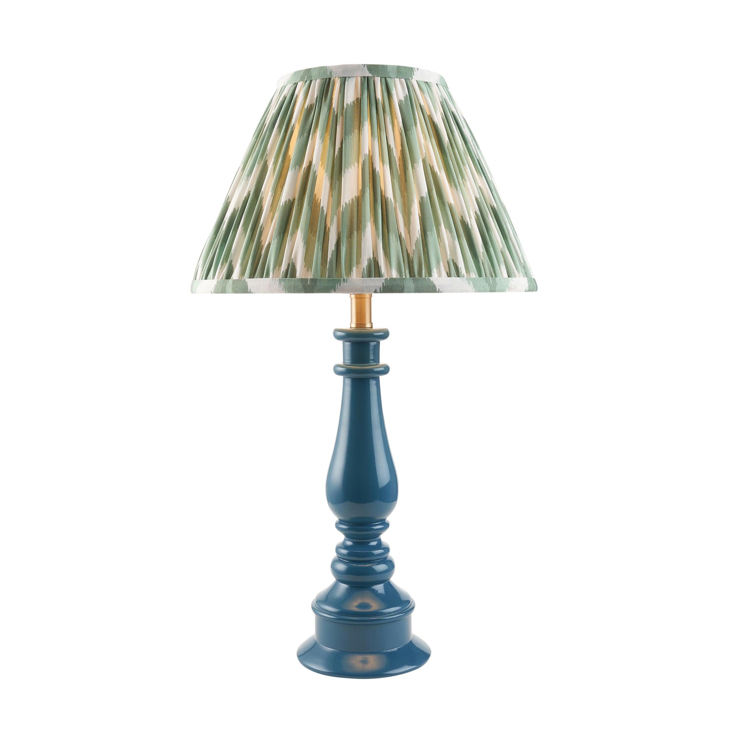 Myrtle Blue Table Lamp & Zigzag 30cm Cotswold Green Shade