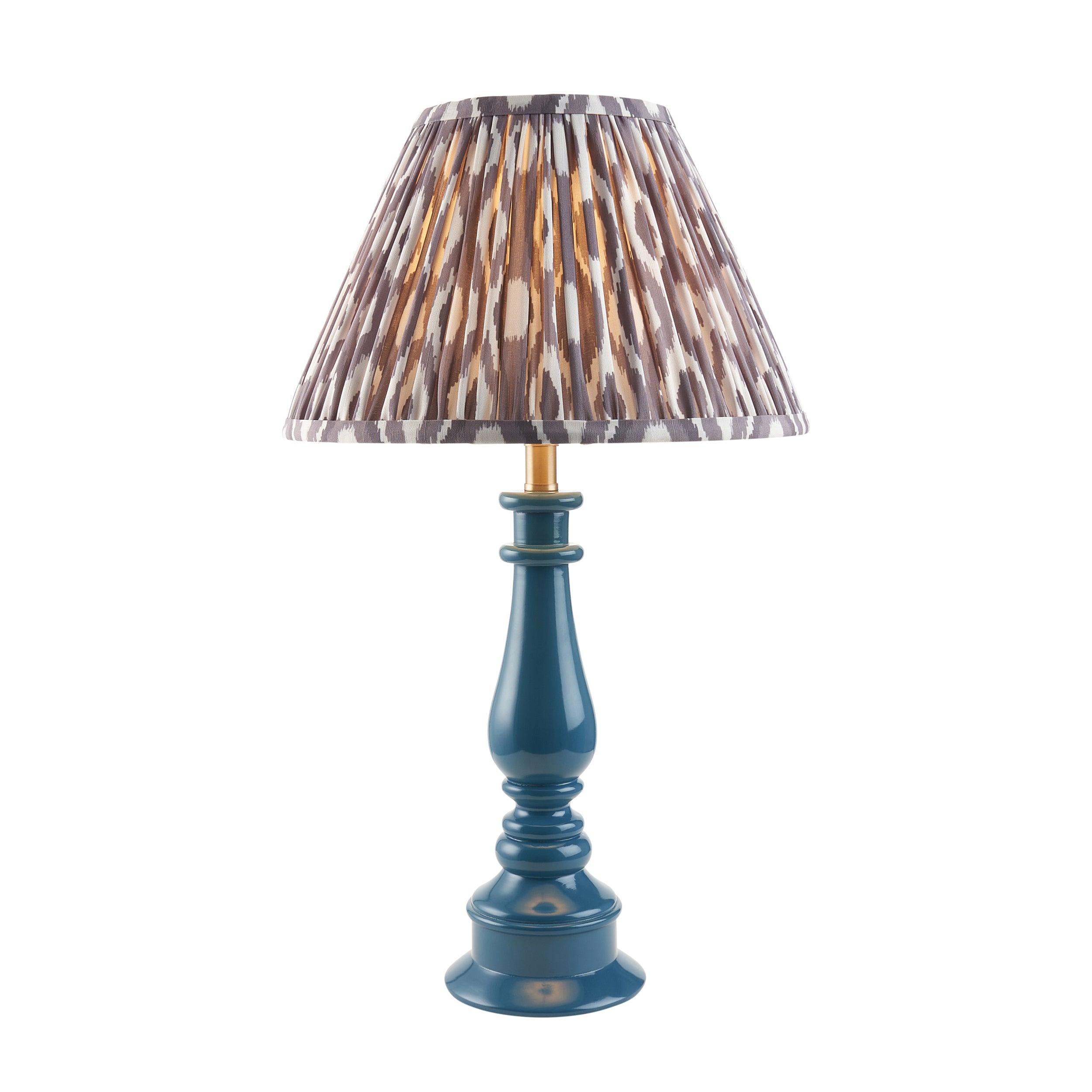 Myrtle Blue Table Lamp & Ikat 30cm Pearl Grey Shade