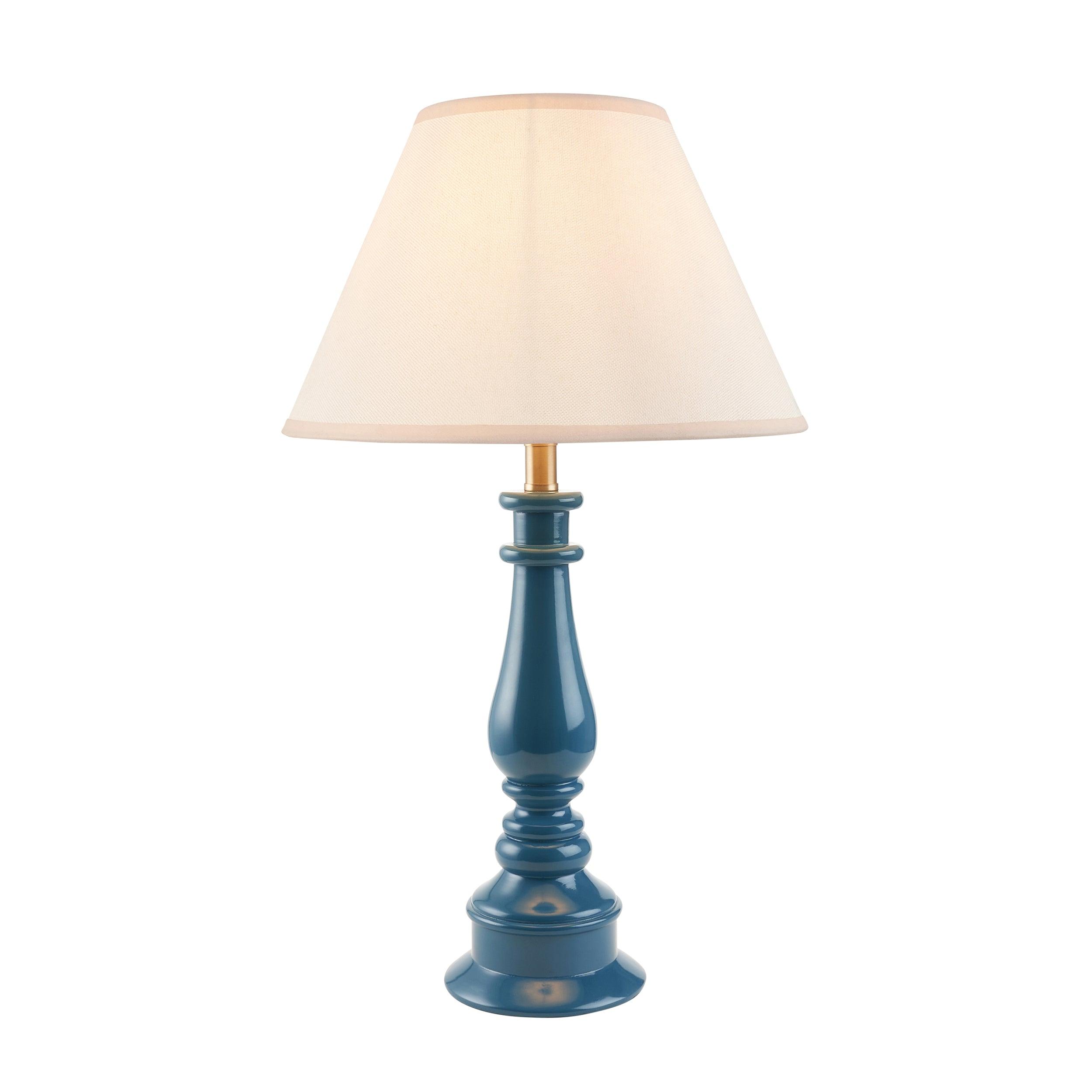 Myrtle Blue Table Lamp & Ivy 30cm Vintage White Shade